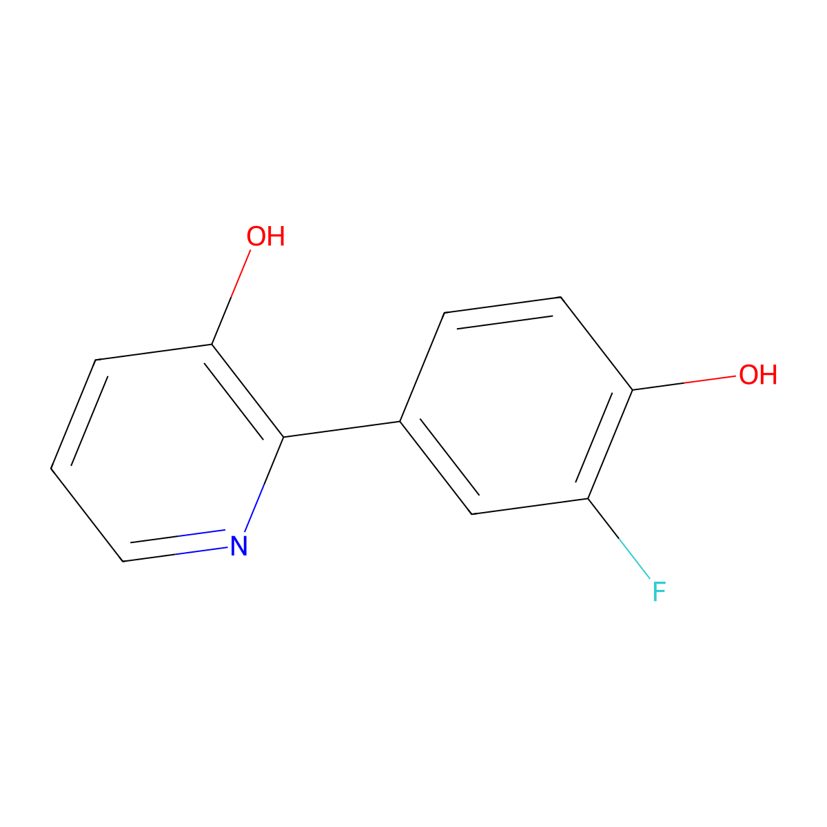 2-(3-Fluoro-4-hydroxyphenyl)-3-hydroxypyridine molecular structure, CAS 1261909-33-4