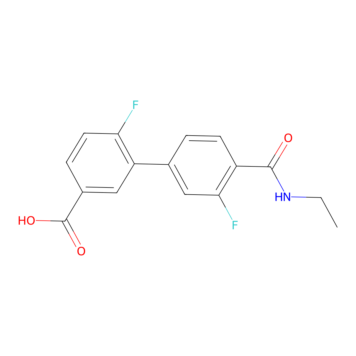 4'-(Ethylcarbamoyl)-3',6-difluoro-[1,1'-biphenyl]-3-carboxylic acid molecular structure, CAS 1261909-44-7
