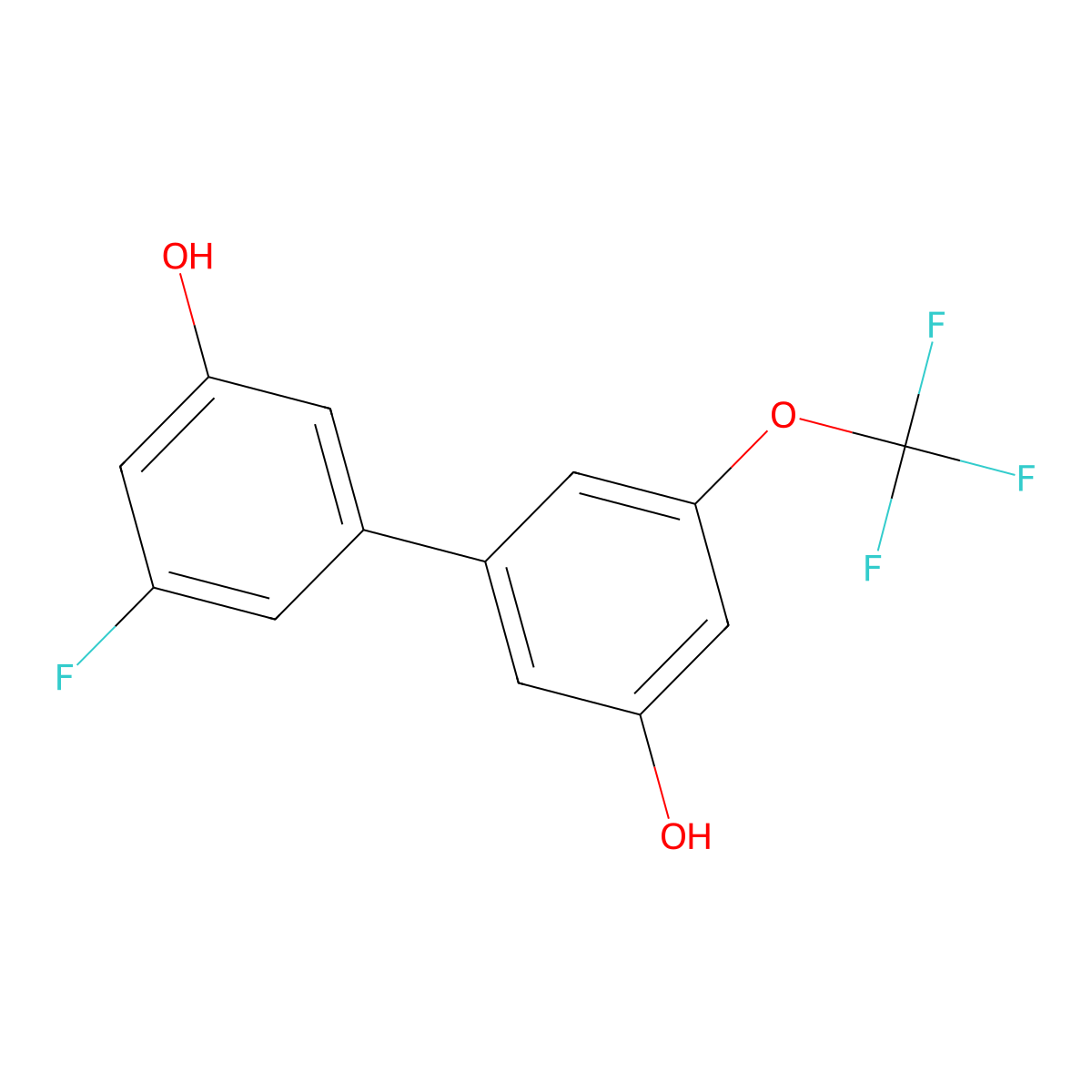 5-(3-Fluoro-5-hydroxyphenyl)-3-trifluoromethoxyphenol molecular structure, CAS 1261909-72-1