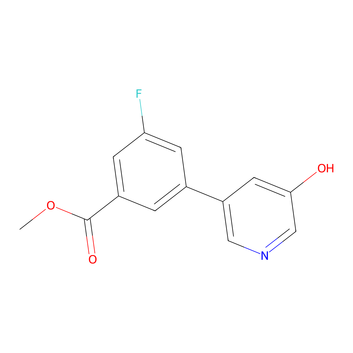 Methyl 3-fluoro-5-(5-hydroxypyridin-3-yl)benzoate molecular structure, CAS 1261909-75-4