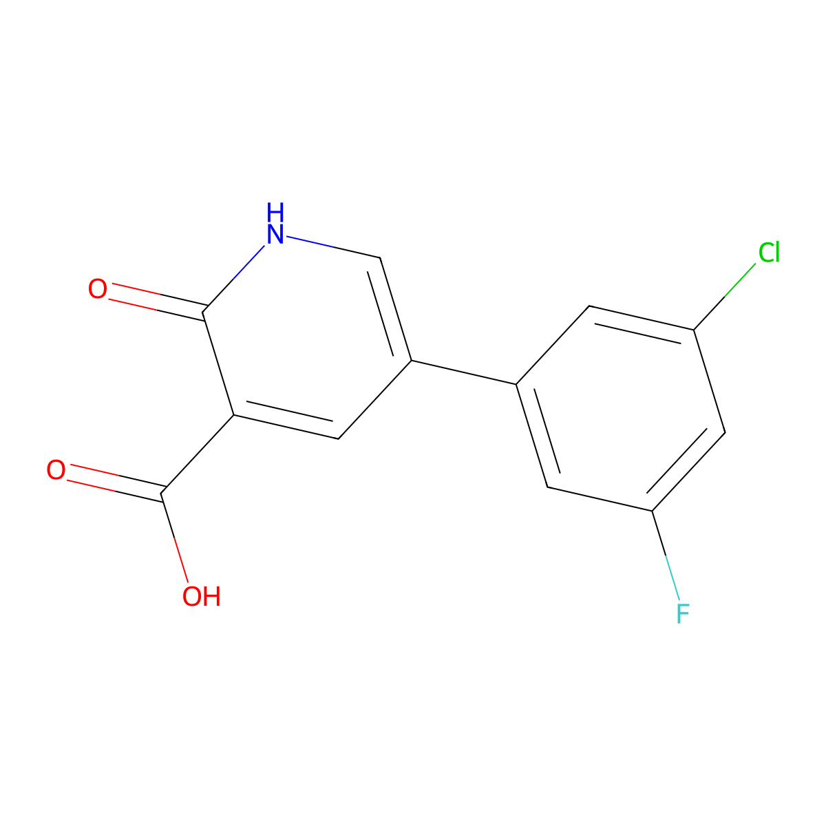5-(3-Chloro-5-fluorophenyl)-2-hydroxynicotinic acid molecular structure, CAS 1261909-82-3