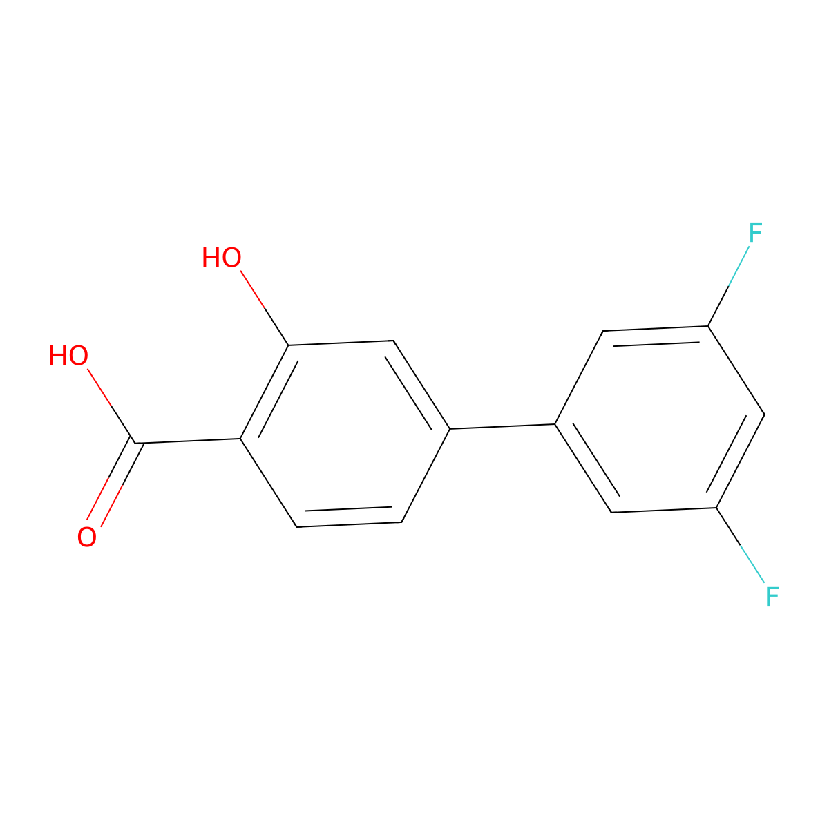 4-(3,5-Difluorophenyl)-2-hydroxybenzoic acid molecular structure, CAS 1261909-99-2