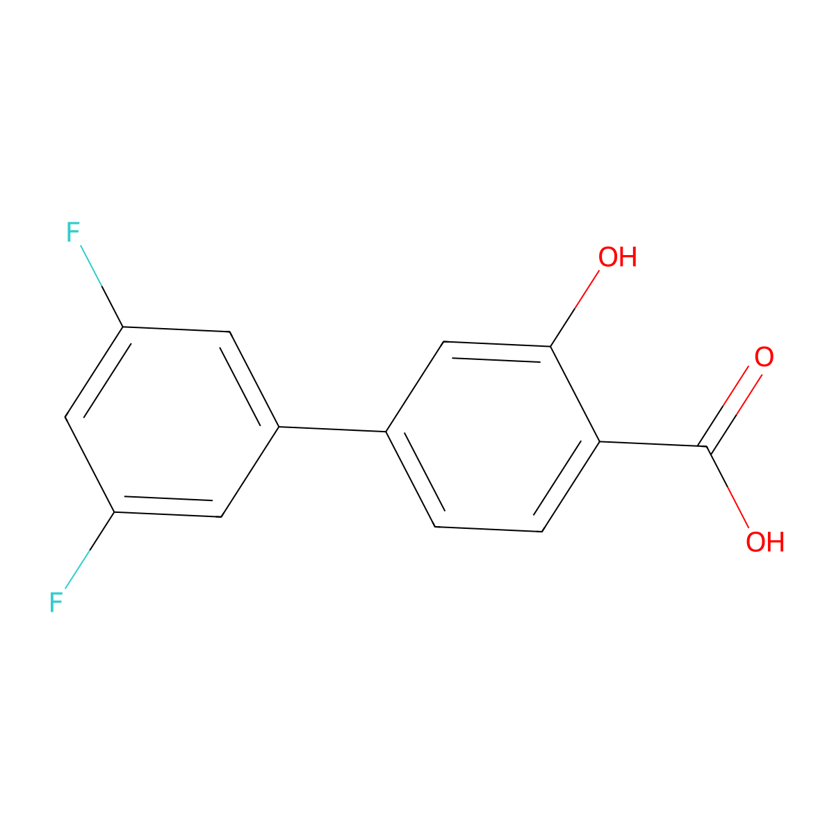 4-(3,5-Difluorophenyl)-2-hydroxybenzoic acid molecular structure, CAS 1261909-99-2
