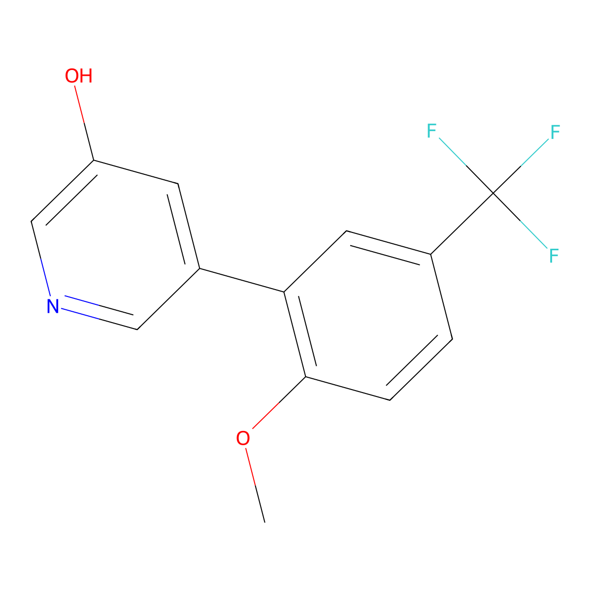 5-[2-Methoxy-5-(trifluoromethyl)phenyl]pyridin-3-ol molecular structure, CAS 1261910-12-6