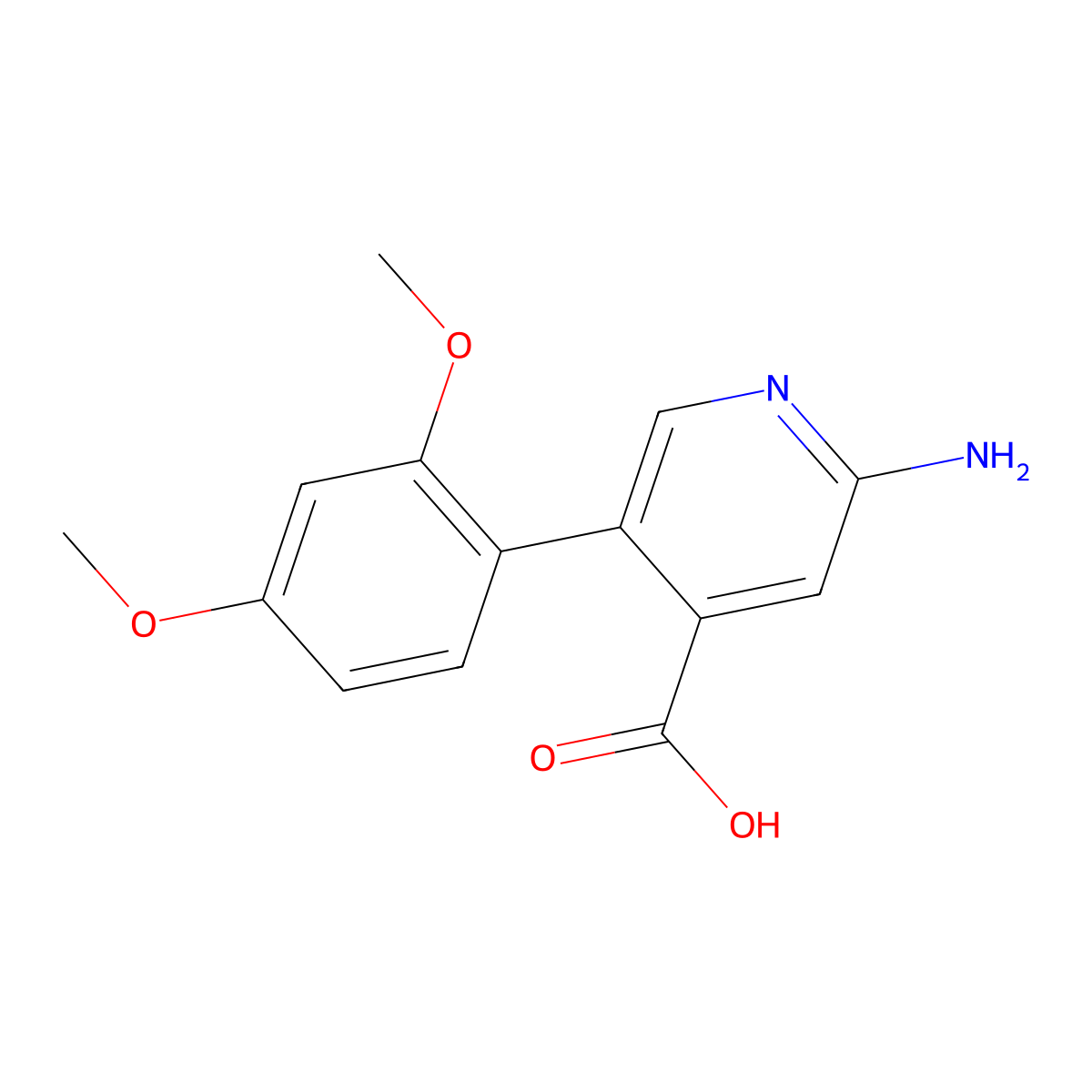 2-Amino-5-(2,4-dimethoxyphenyl)pyridine-4-carboxylic acid molecular structure, CAS 1261910-31-9