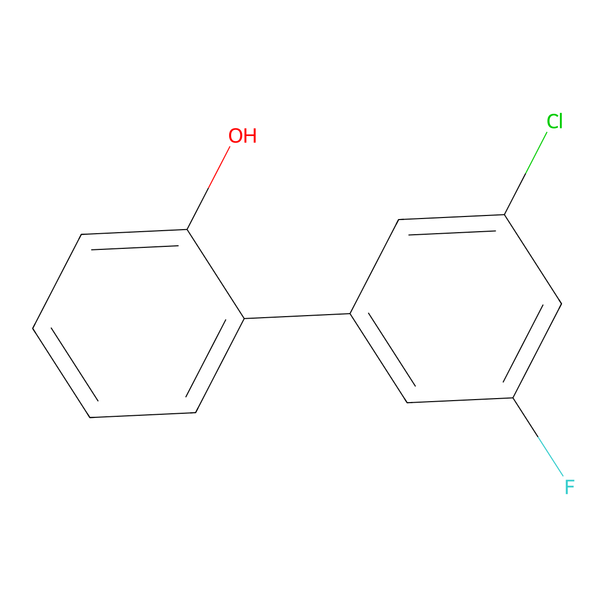 2-(3-Chloro-5-fluorophenyl)phenol molecular structure, CAS 1261910-39-7