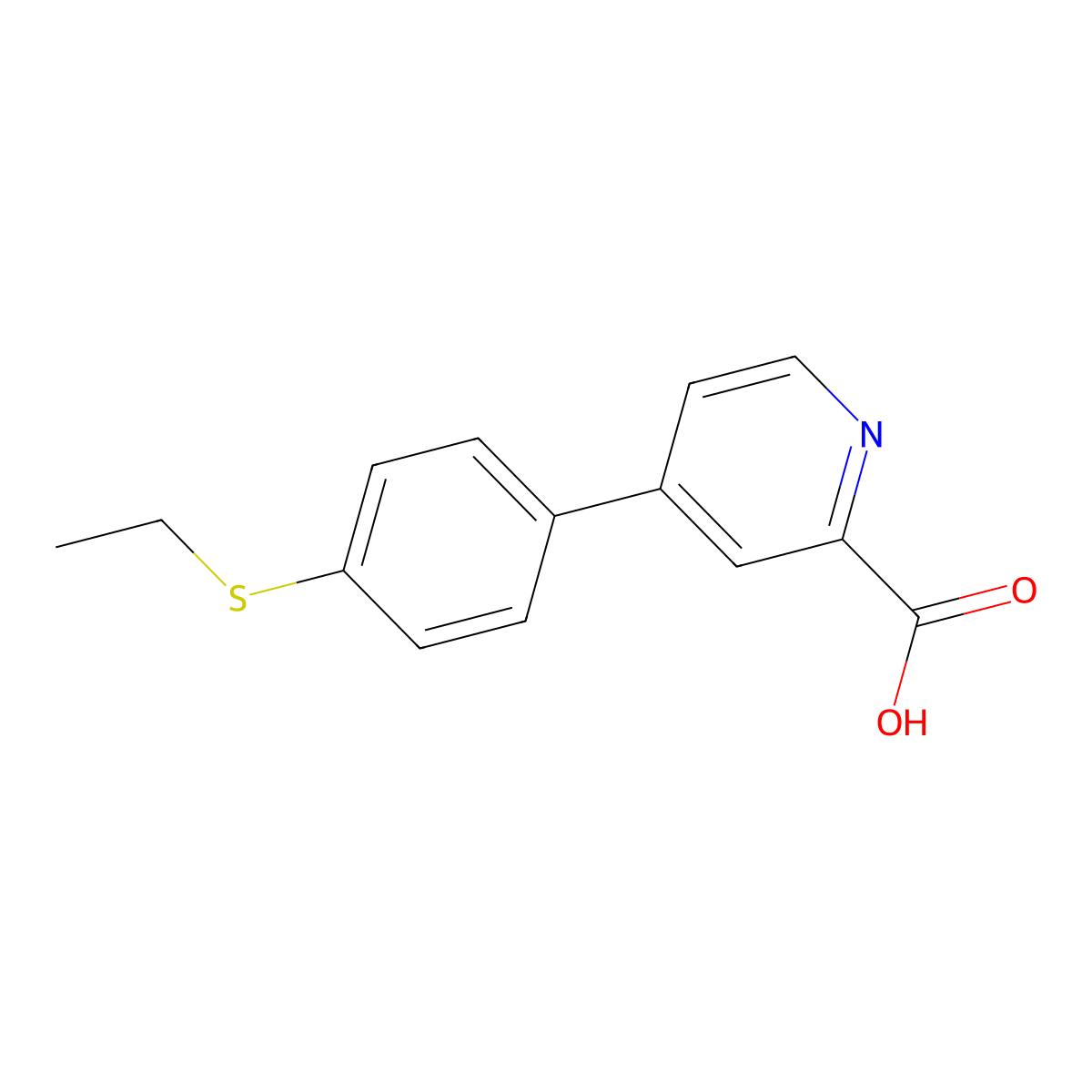 4-(4-Ethylthiophenyl)picolinic acid molecular structure, CAS 1261910-47-7