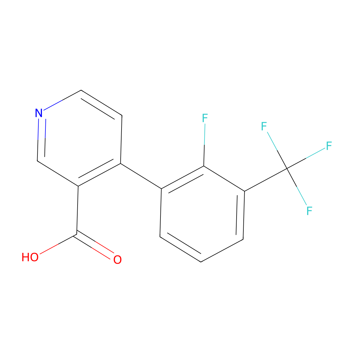 4-[2-Fluoro-3-(trifluoromethyl)phenyl]pyridine-3-carboxylic acid molecular structure, CAS 1261910-70-6