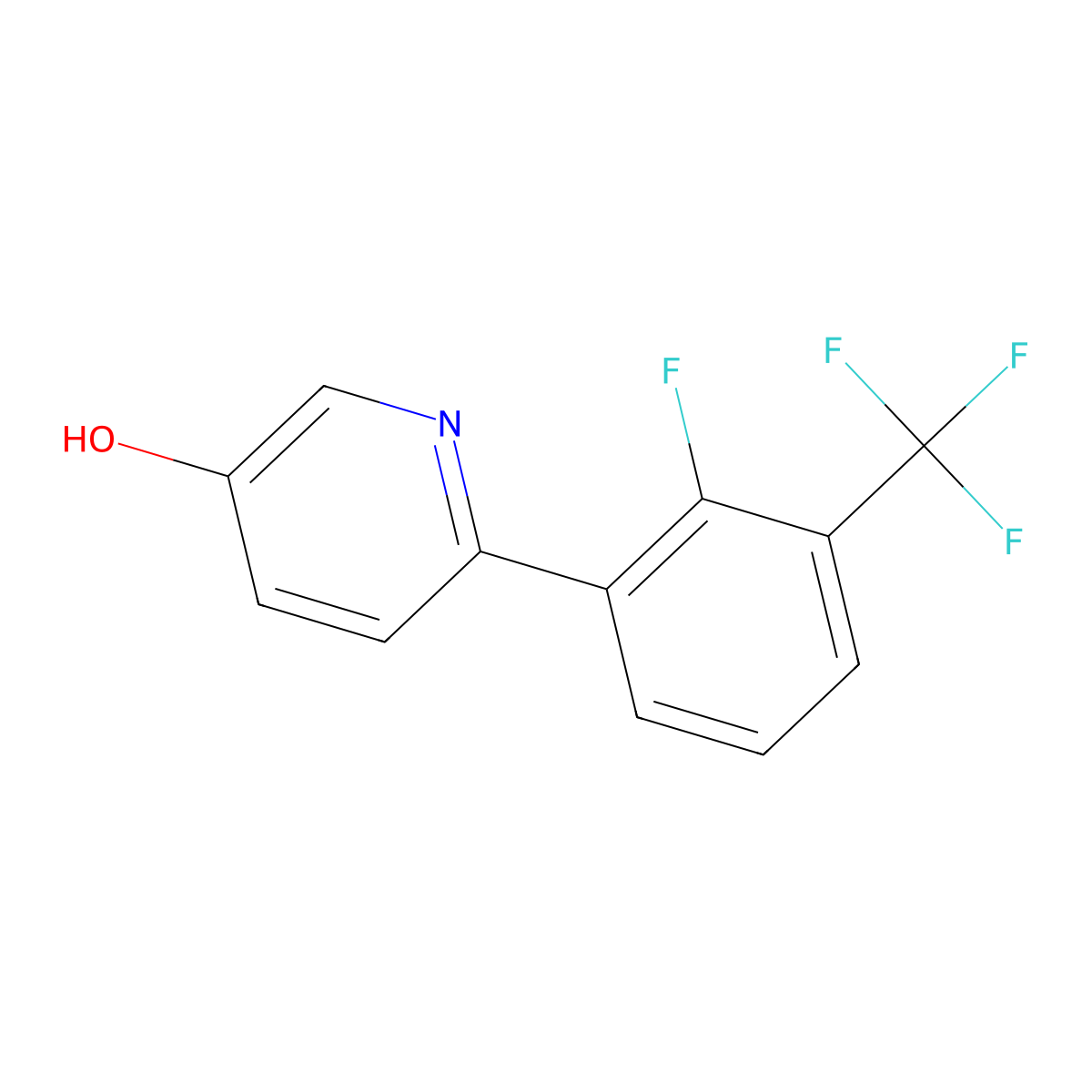 6-[2-Fluoro-3-(trifluoromethyl)phenyl]pyridin-3-ol molecular structure, CAS 1261910-82-0