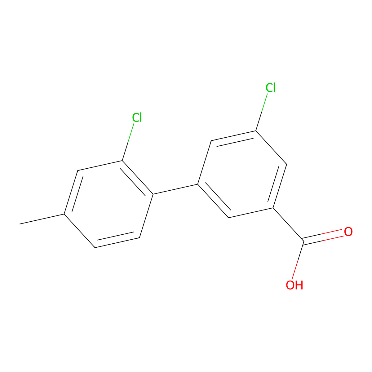 5-Chloro-3-(2-chloro-4-methylphenyl)benzoic acid molecular structure, CAS 1261910-89-7