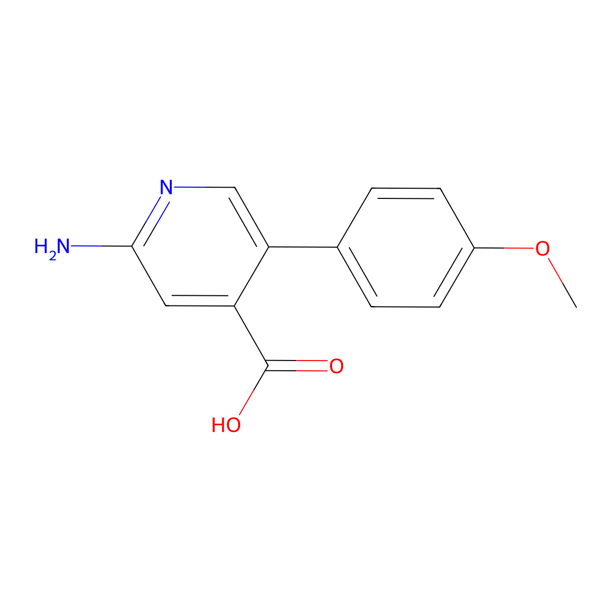 2-Amino-5-(4-methoxyphenyl)pyridine-4-carboxylic acid molecular structure, CAS 1261911-19-6