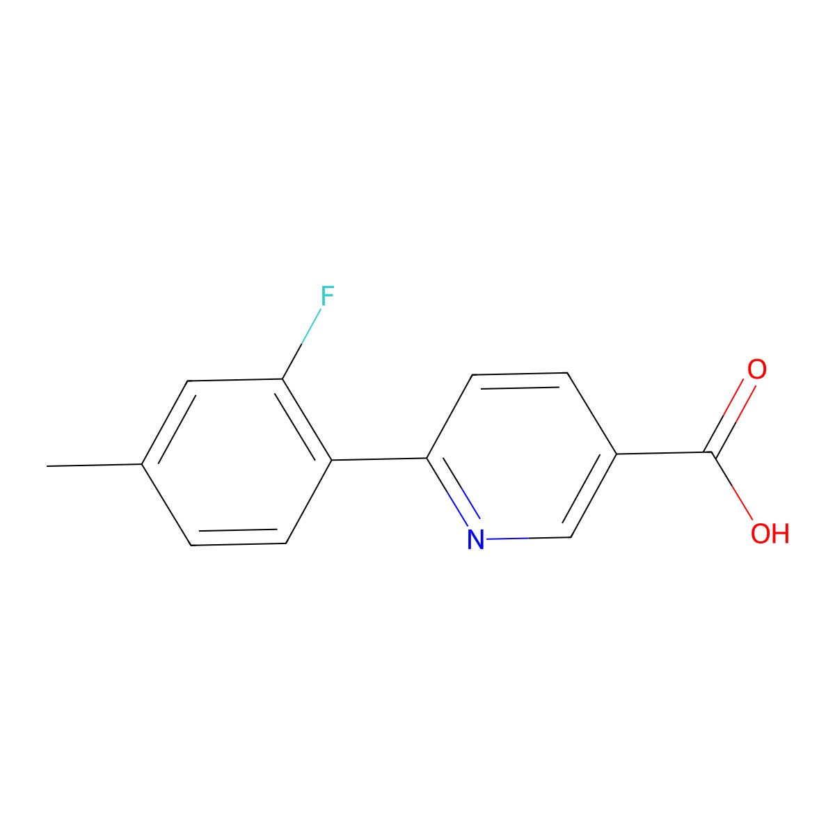 6-(2-Fluoro-4-methylphenyl)pyridine-3-carboxylic acid molecular structure, CAS 1261911-43-6