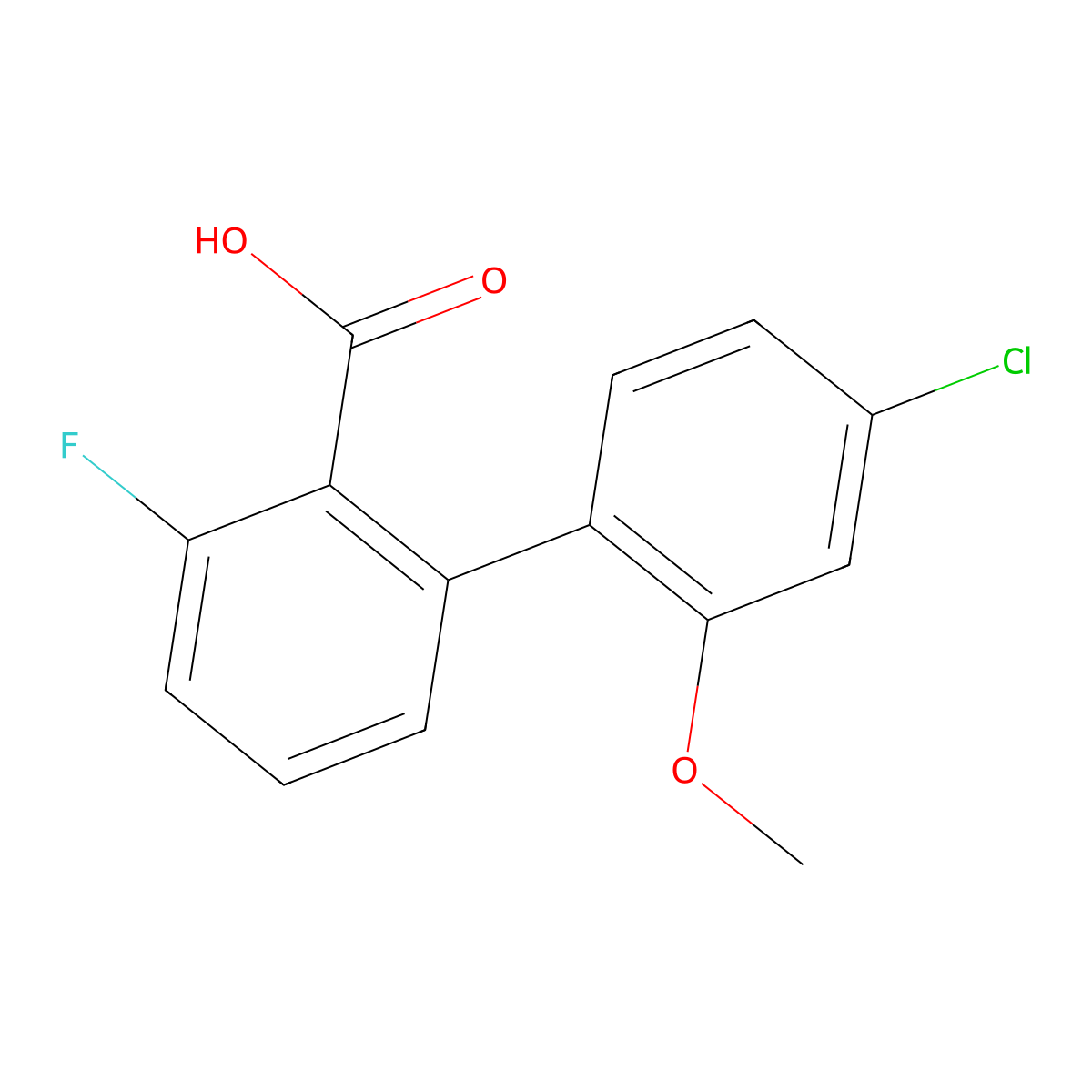2-(4-Chloro-2-methoxyphenyl)-6-fluorobenzoic acid molecular structure, CAS 1261911-58-3