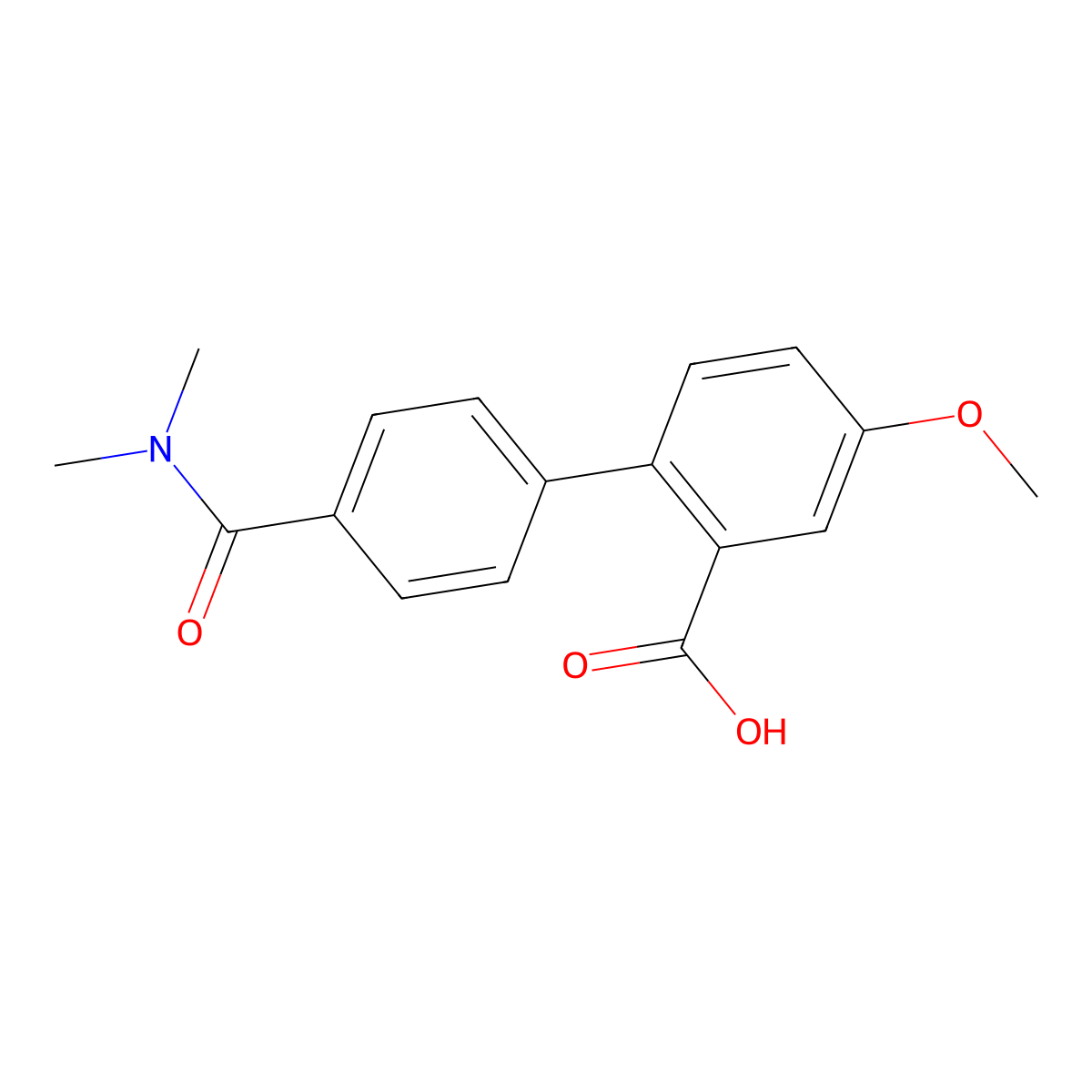 2-[4-(N,N-Dimethylaminocarbonyl)phenyl]-5-methoxybenzoic acid molecular structure, CAS 1261911-62-9