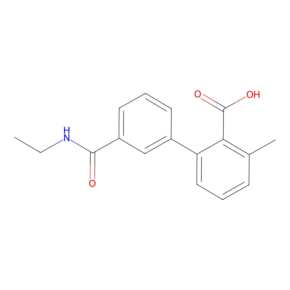 2-[3-(N-Ethylaminocarbonyl)phenyl]-6-methylbenzoic acid molecular structure, CAS 1261911-70-9