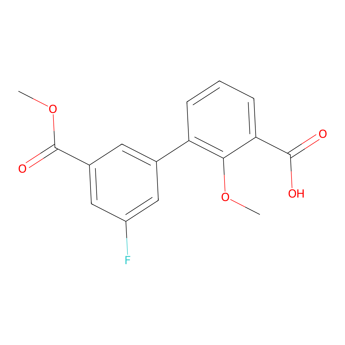 3-(3-Fluoro-5-methoxycarbonylphenyl)-2-methoxybenzoic acid molecular structure, CAS 1261911-73-2