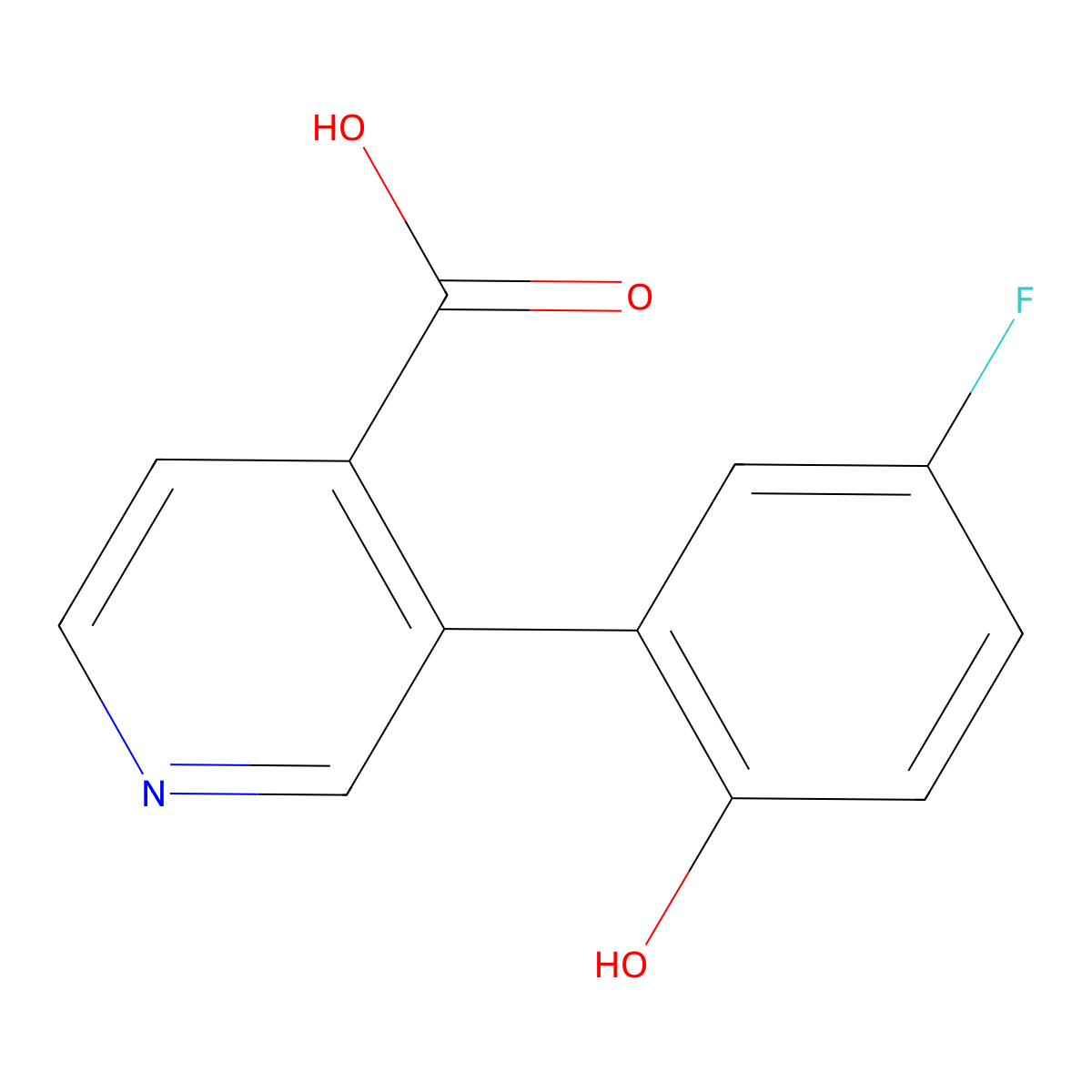 3-(5-Fluoro-2-hydroxyphenyl)pyridine-4-carboxylic acid molecular structure, CAS 1261912-15-5