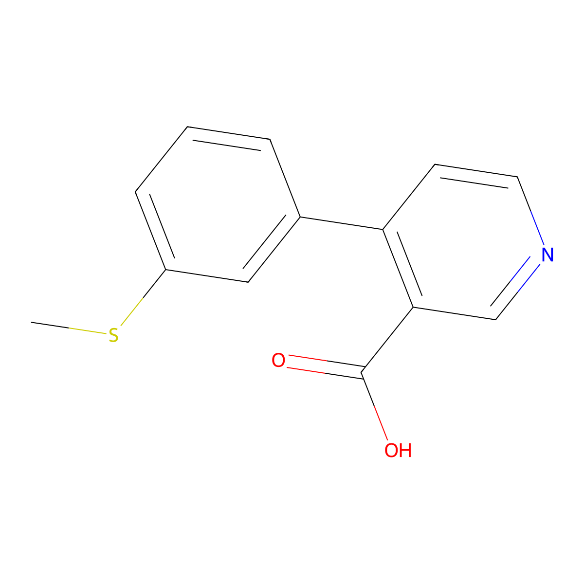 4-(3-Methylthiophenyl)nicotinic acid molecular structure, CAS 1261912-17-7
