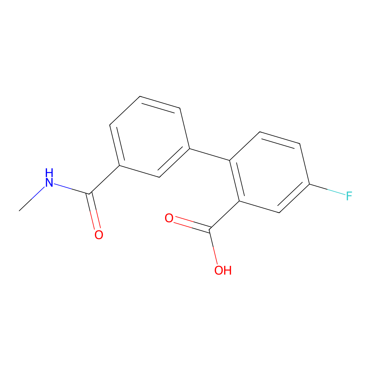 5-Fluoro-2-[3-(N-methylaminocarbonyl)phenyl]benzoic acid molecular structure, CAS 1261912-43-9