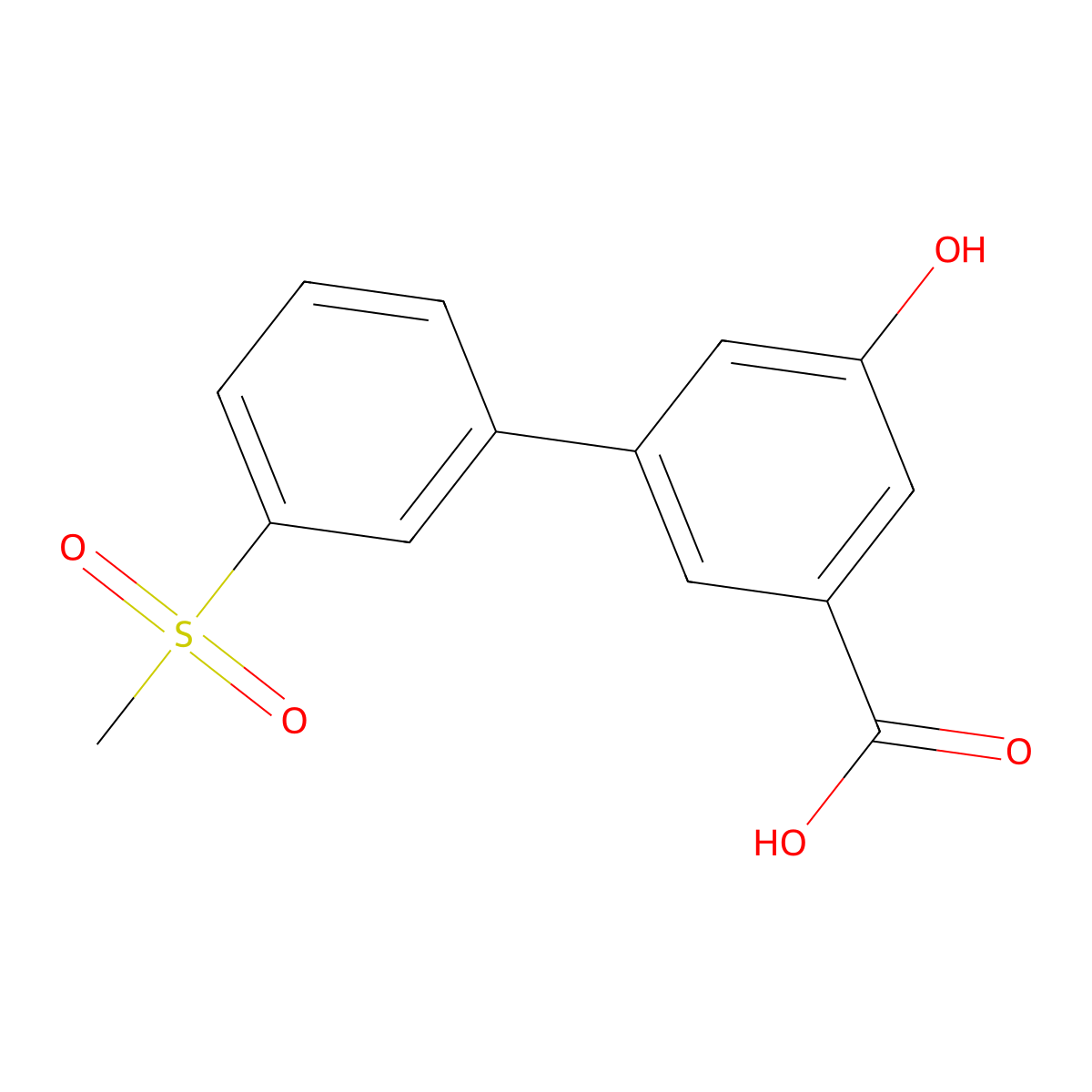 5-Hydroxy-3-(3-methylsulfonylphenyl)benzoic acid molecular structure, CAS 1261912-79-1