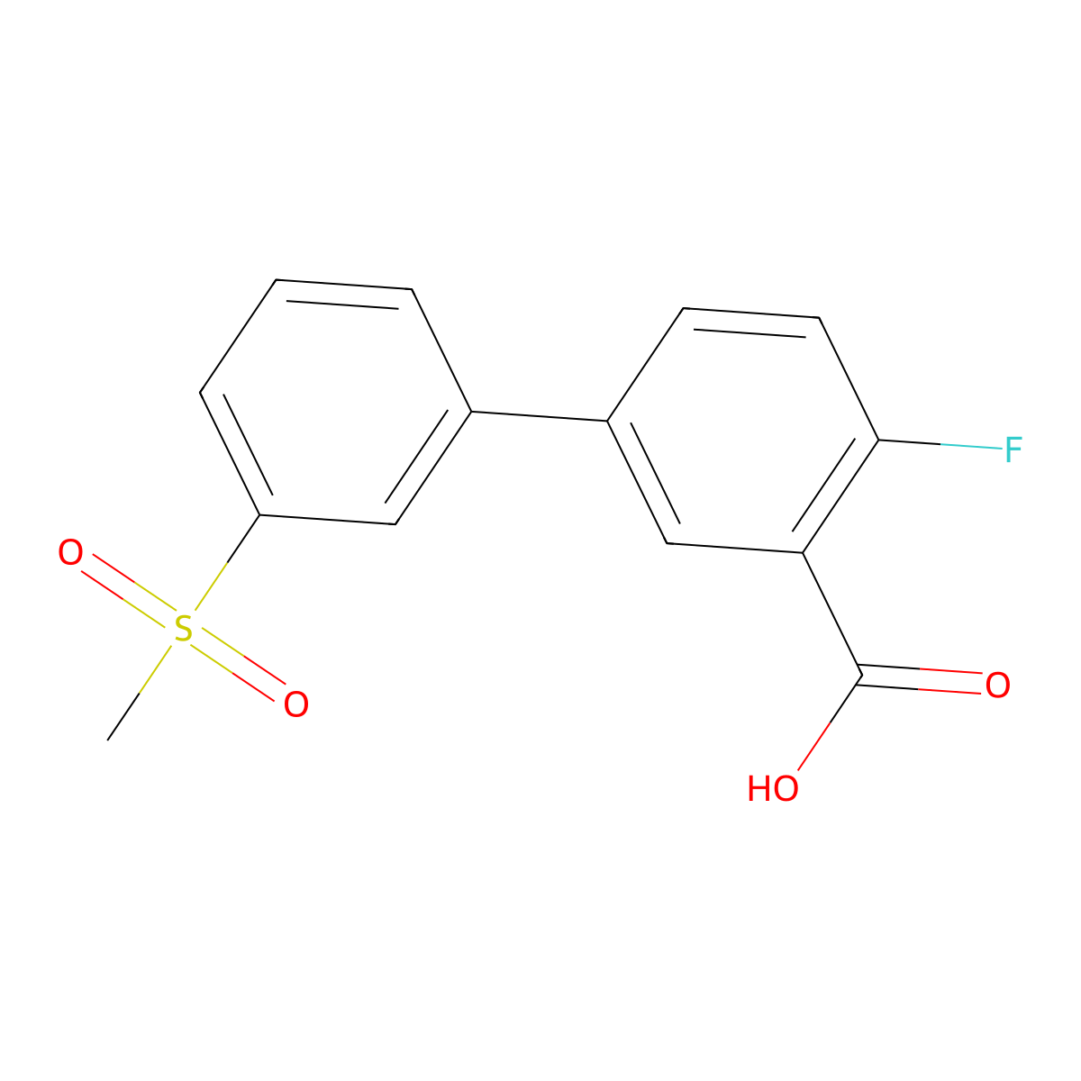 2-Fluoro-5-(3-methylsulfonylphenyl)benzoic acid molecular structure, CAS 1261912-92-8