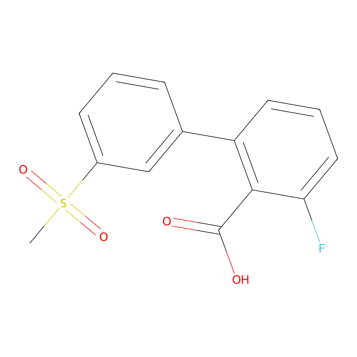 6-Fluoro-2-(3-methylsulfonylphenyl)benzoic acid molecular structure, CAS 1261912-99-5