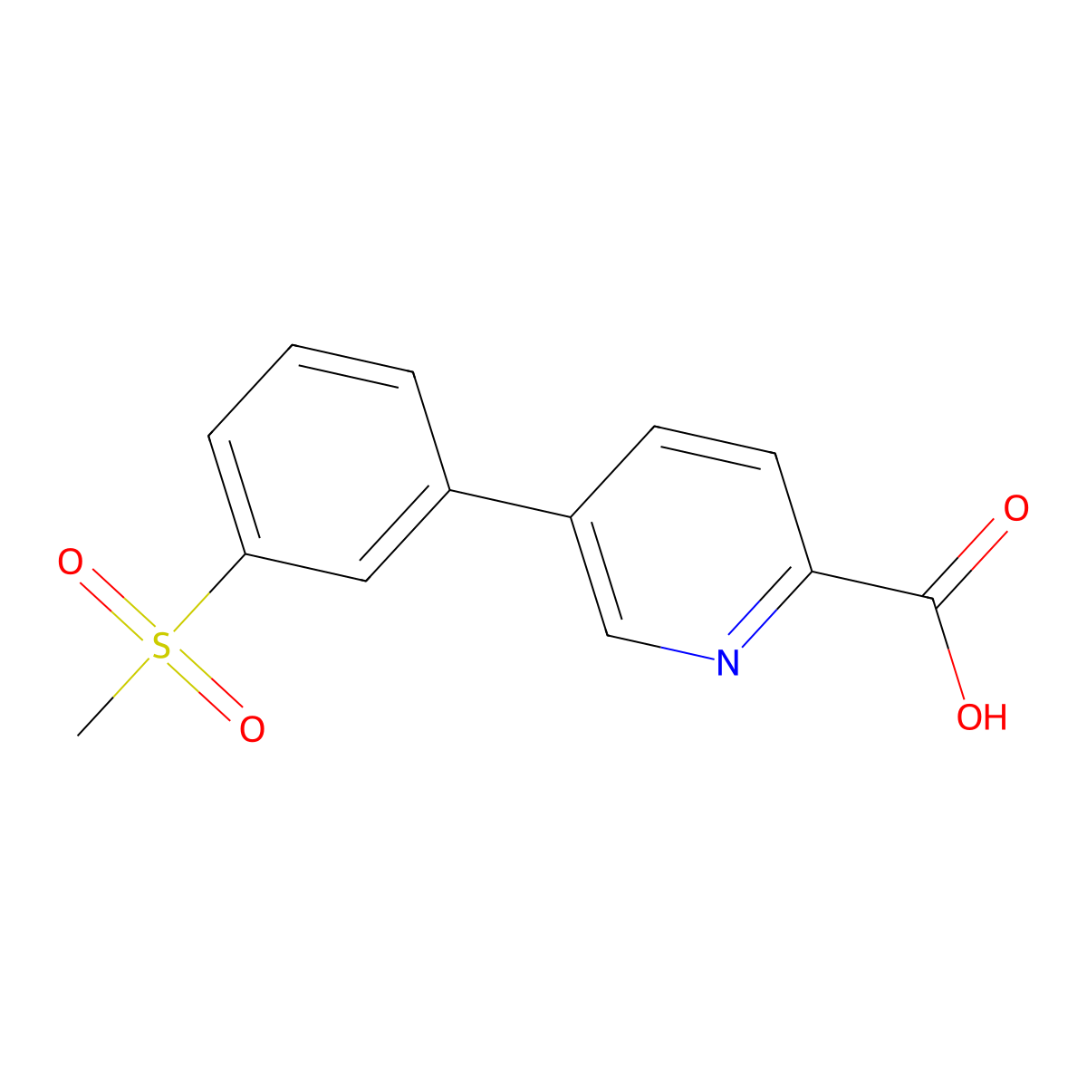 5-(3-Methylsulfonylphenyl)picolinic acid molecular structure, CAS 1261913-00-1