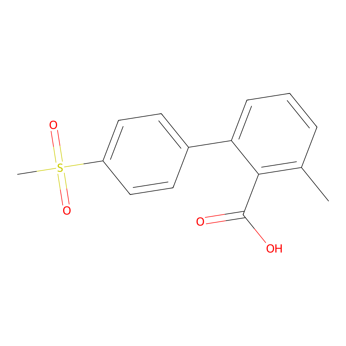 6-Methyl-2-(4-methylsulfonylphenyl)benzoic acid molecular structure, CAS 1261913-16-9