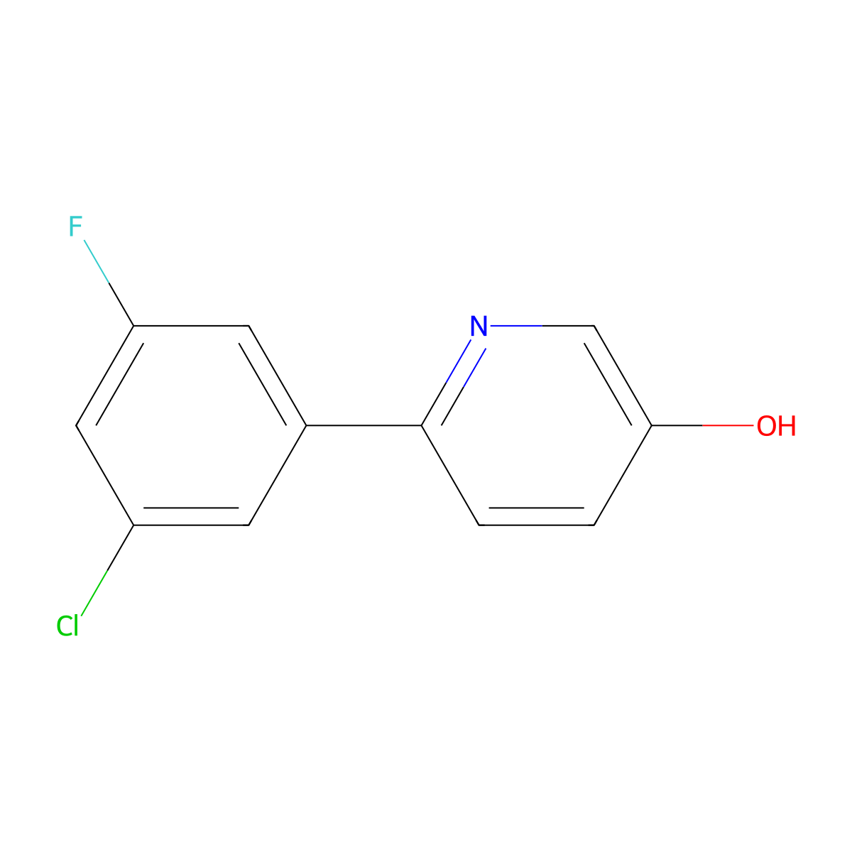 6-(3-Chloro-5-fluorophenyl)pyridin-3-ol molecular structure, CAS 1261913-17-0