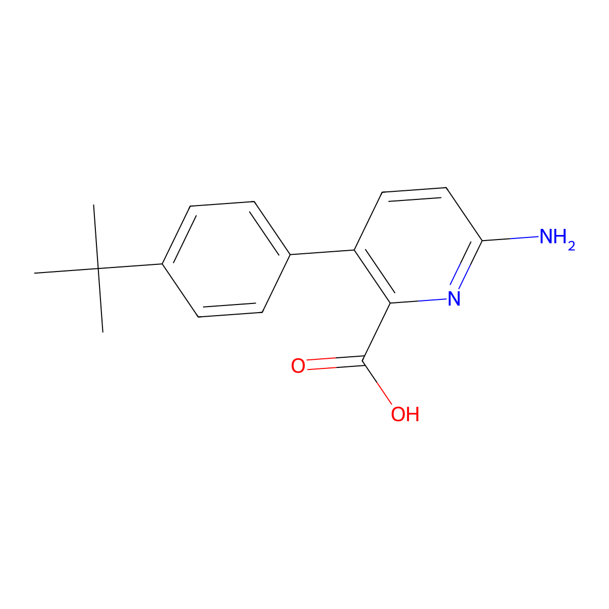 6-Amino-3-(4-tert-butylphenyl)pyridine-2-carboxylic acid molecular structure, CAS 1261913-25-0