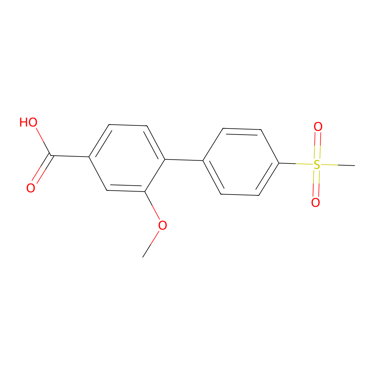 3-Methoxy-4-(4-methylsulfonylphenyl)benzoic acid molecular structure, CAS 1261913-26-1