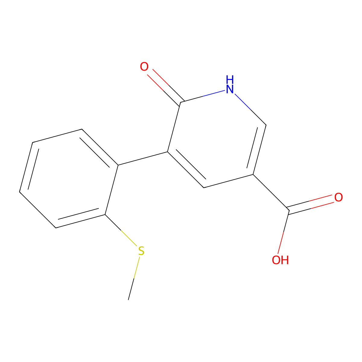 6-Hydroxy-5-(2-methylthiophenyl)nicotinic acid molecular structure, CAS 1261913-29-4