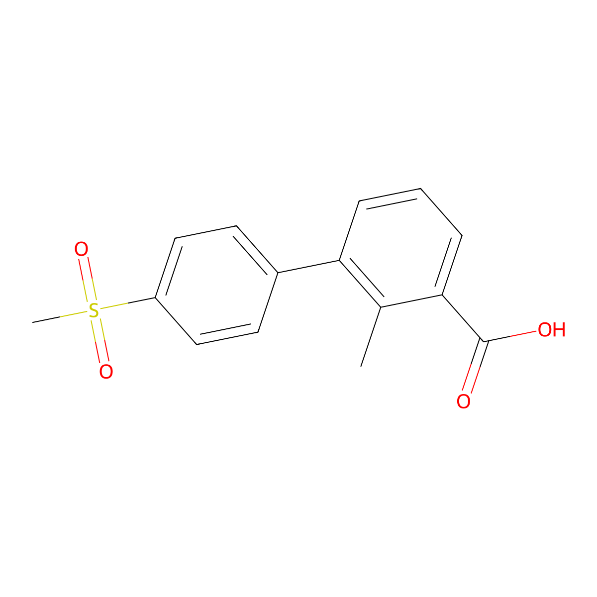 2-Methyl-3-(4-methylsulfonylphenyl)benzoic acid molecular structure, CAS 1261913-49-8