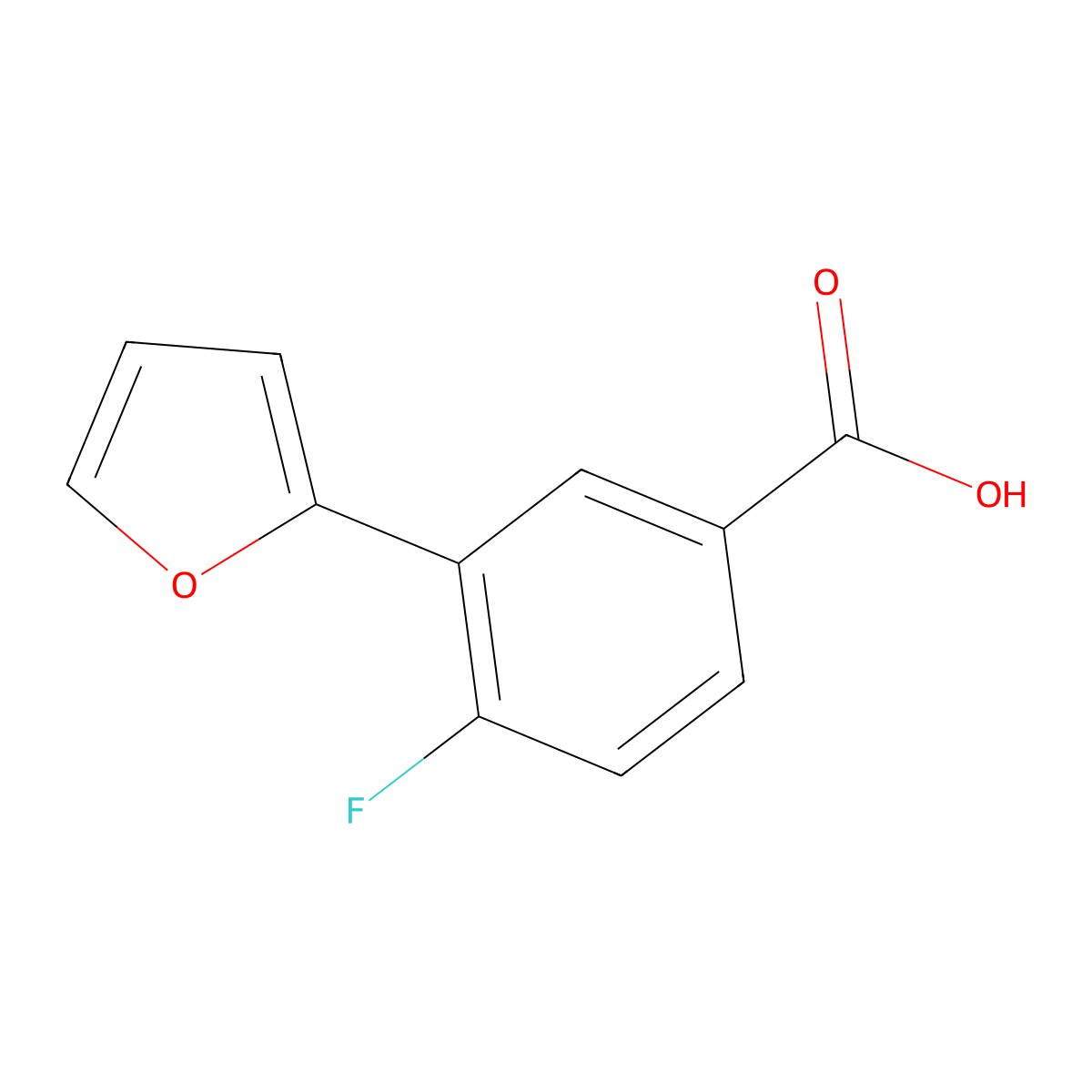 4-Fluoro-3-(furan-2-YL)benzoic acid molecular structure, CAS 1261913-95-4