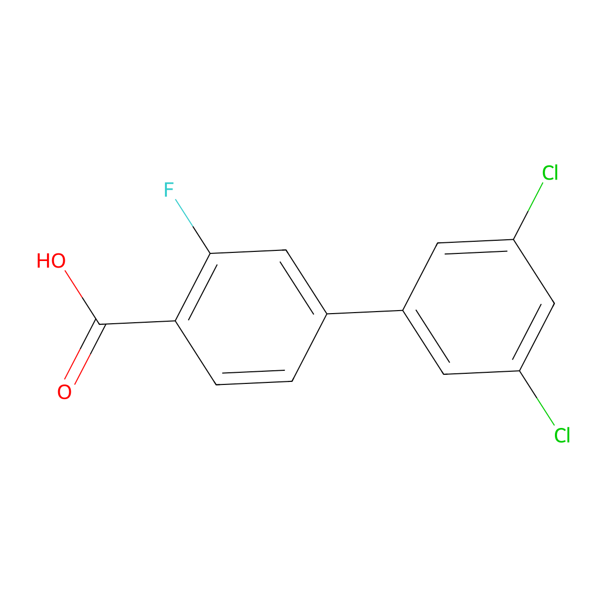 4-(3,5-Dichlorophenyl)-2-fluorobenzoic acid molecular structure, CAS 1261913-97-6