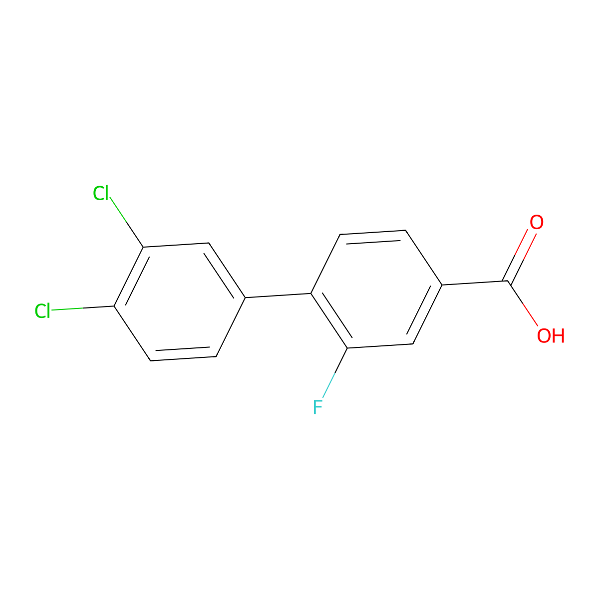 4-(3,4-Dichlorophenyl)-3-fluorobenzoic acid molecular structure, CAS 1261914-12-8