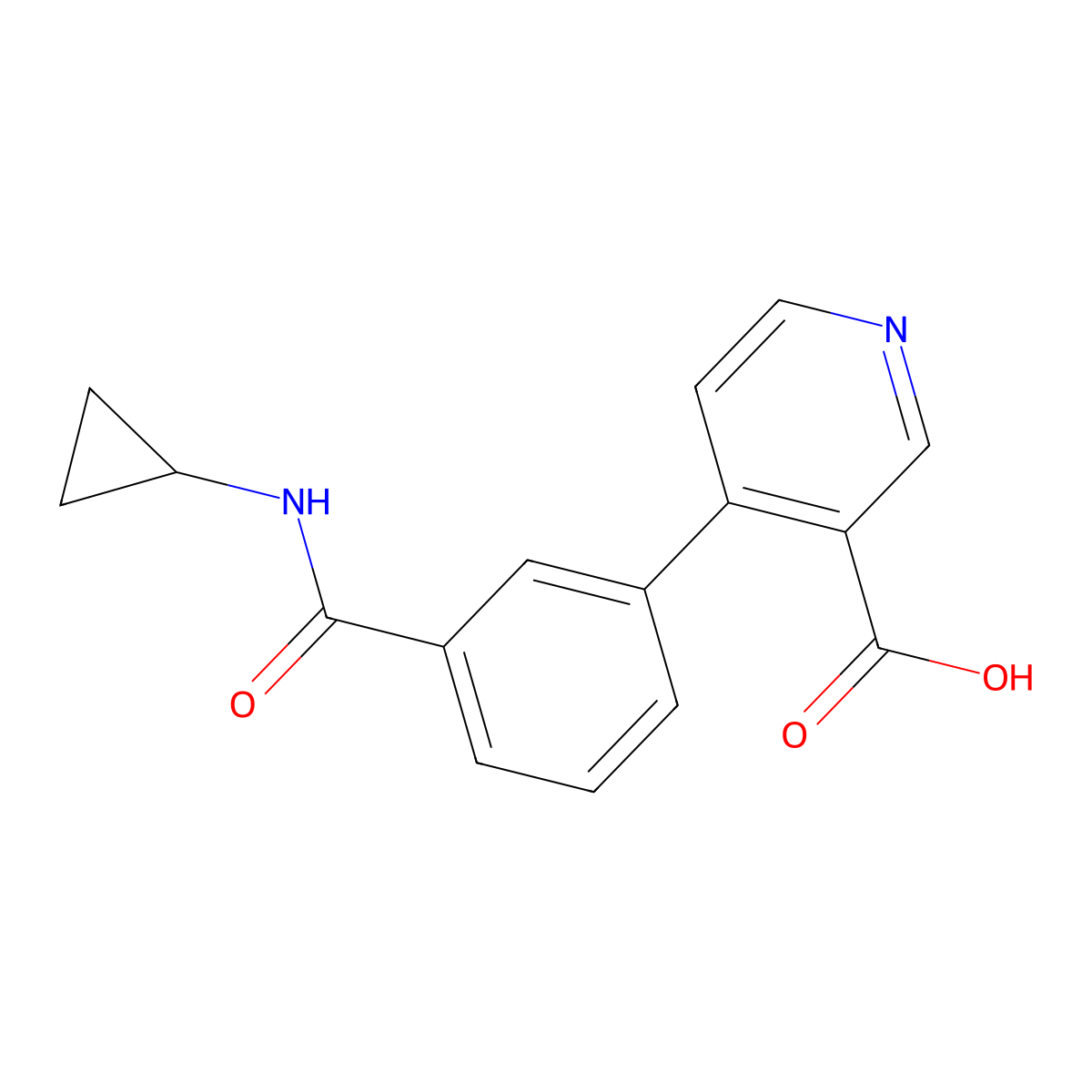 4-[3-(Cyclopropylcarbamoyl)phenyl]pyridine-3-carboxylic acid molecular structure, CAS 1261914-17-3