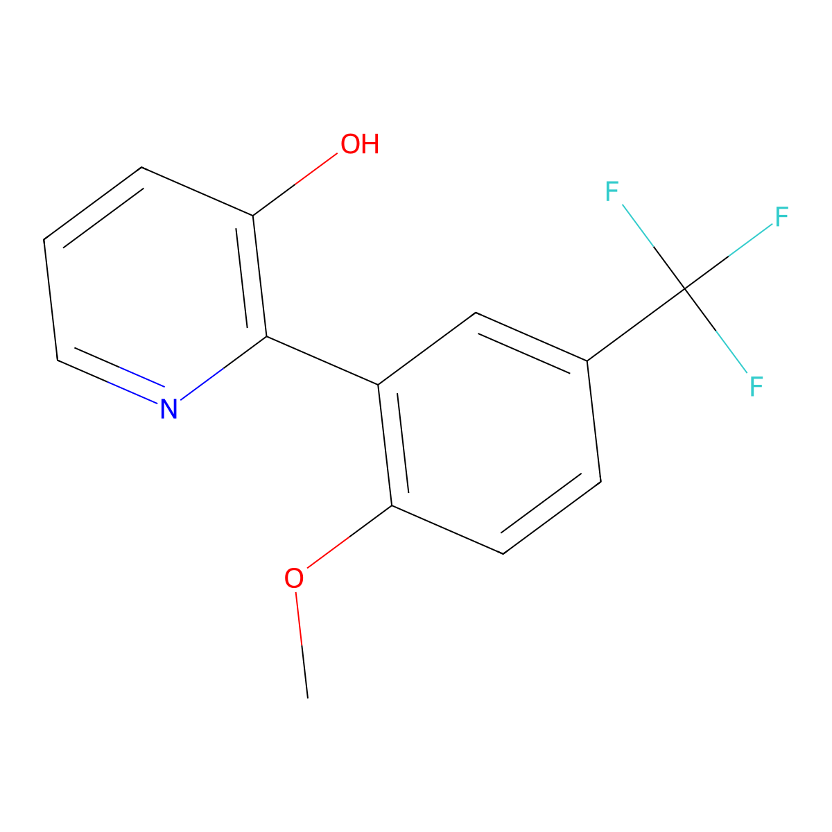 2-[2-Methoxy-5-(trifluoromethyl)phenyl]pyridin-3-ol molecular structure, CAS 1261914-23-1