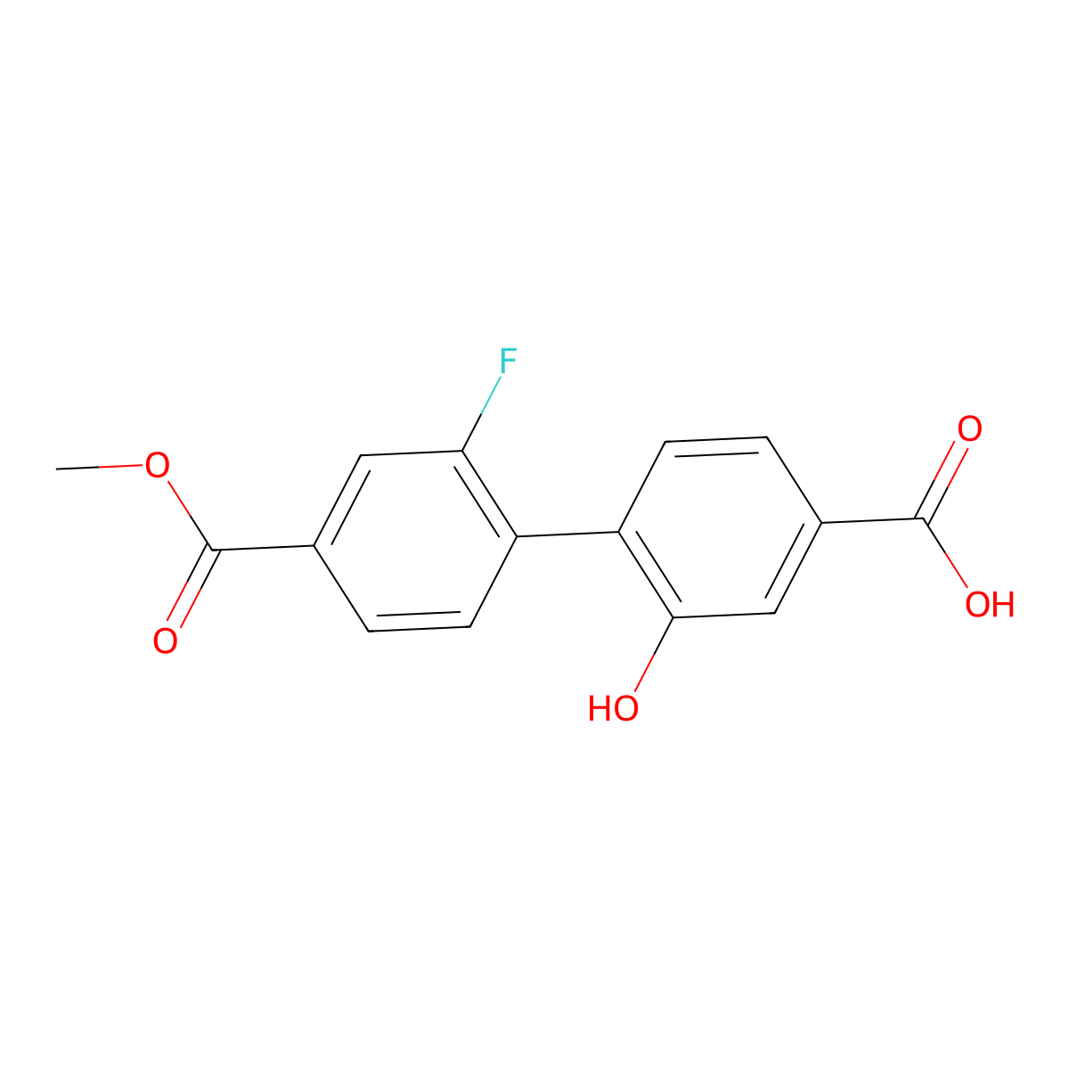 4-(2-Fluoro-4-methoxycarbonylphenyl)-3-hydroxybenzoic acid molecular structure, CAS 1261914-41-3