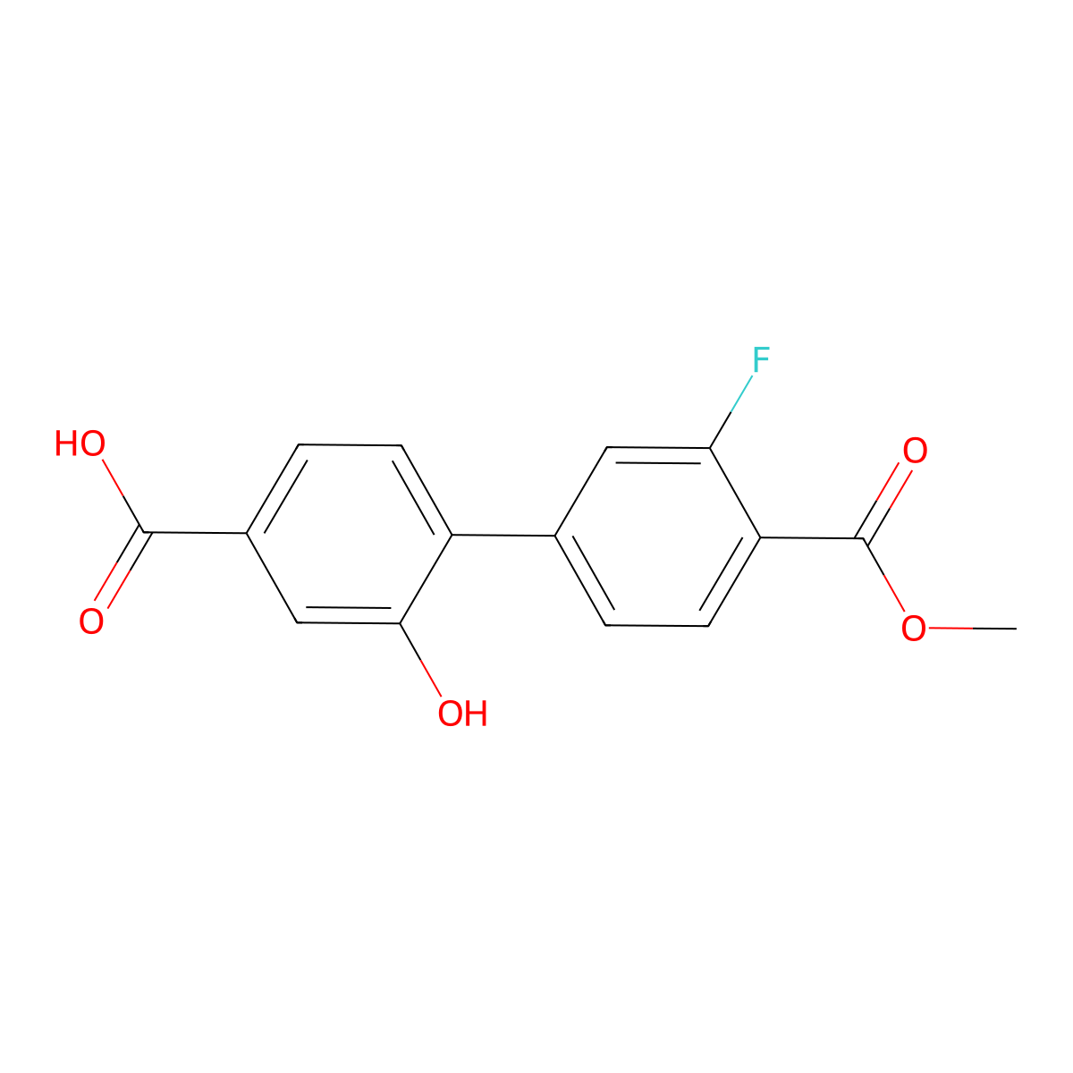 4-(3-Fluoro-4-methoxycarbonylphenyl)-3-hydroxybenzoic acid molecular structure, CAS 1261914-53-7