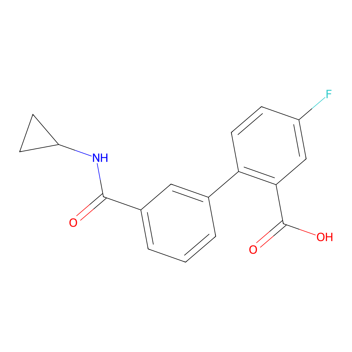 2-[3-(Cyclopropylaminocarbonyl)phenyl]-5-fluorobenzoic acid molecular structure, CAS 1261914-61-7