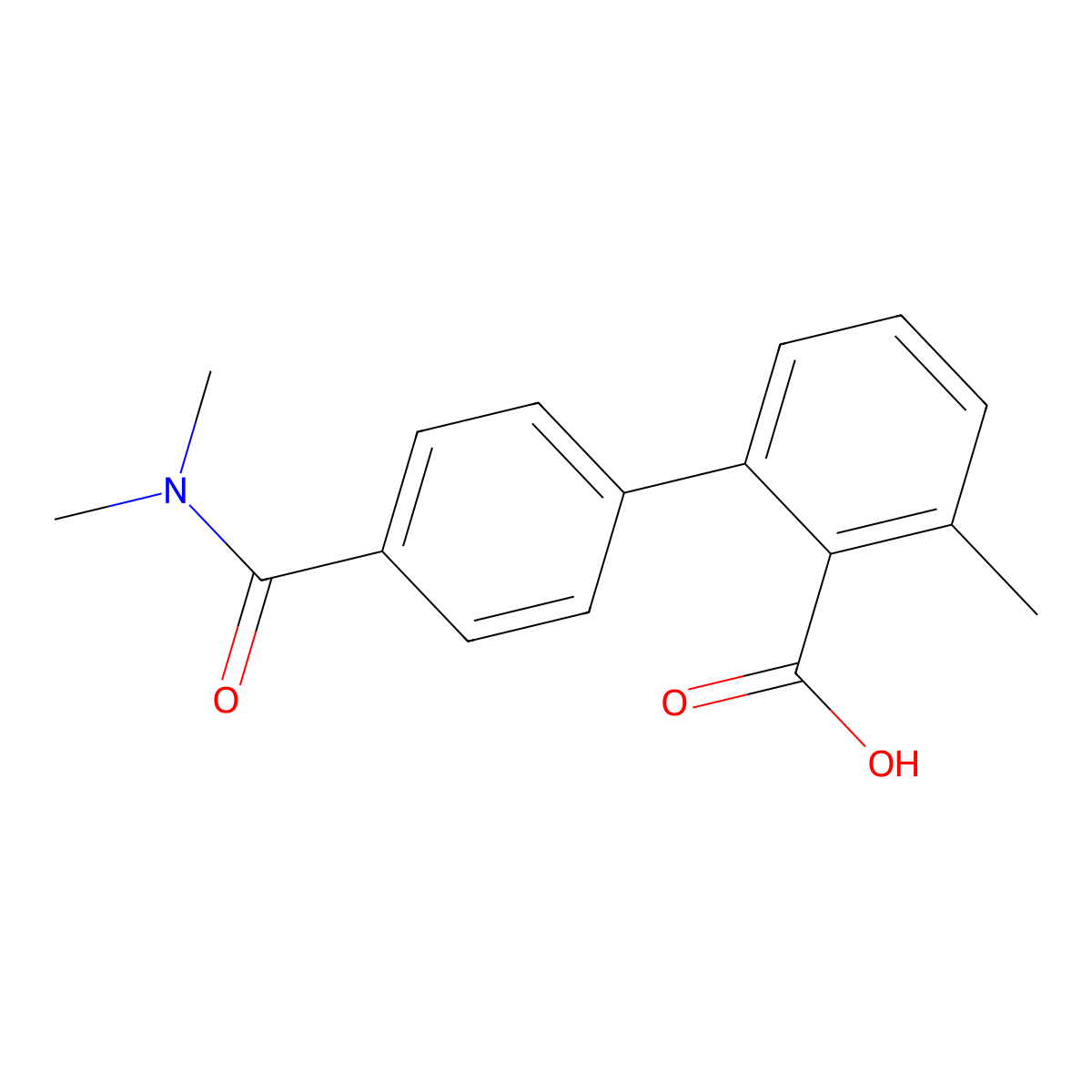 2-[4-(N,N-Dimethylaminocarbonyl)phenyl]-6-methylbenzoic acid molecular structure, CAS 1261915-15-4