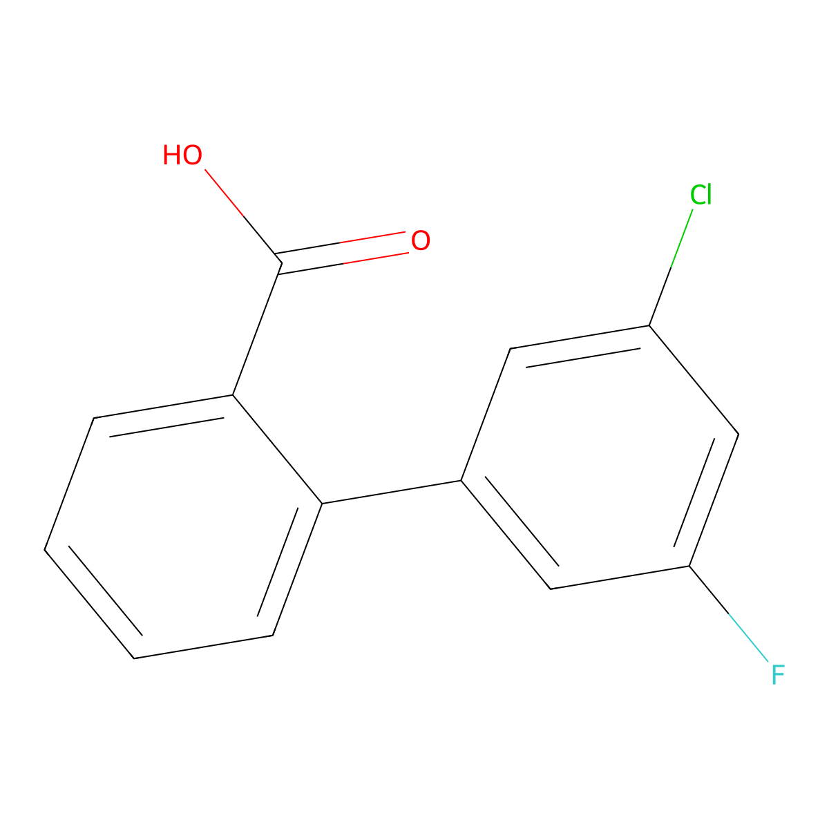 2-(3-Chloro-5-fluorophenyl)benzoic acid molecular structure, CAS 1261915-22-3
