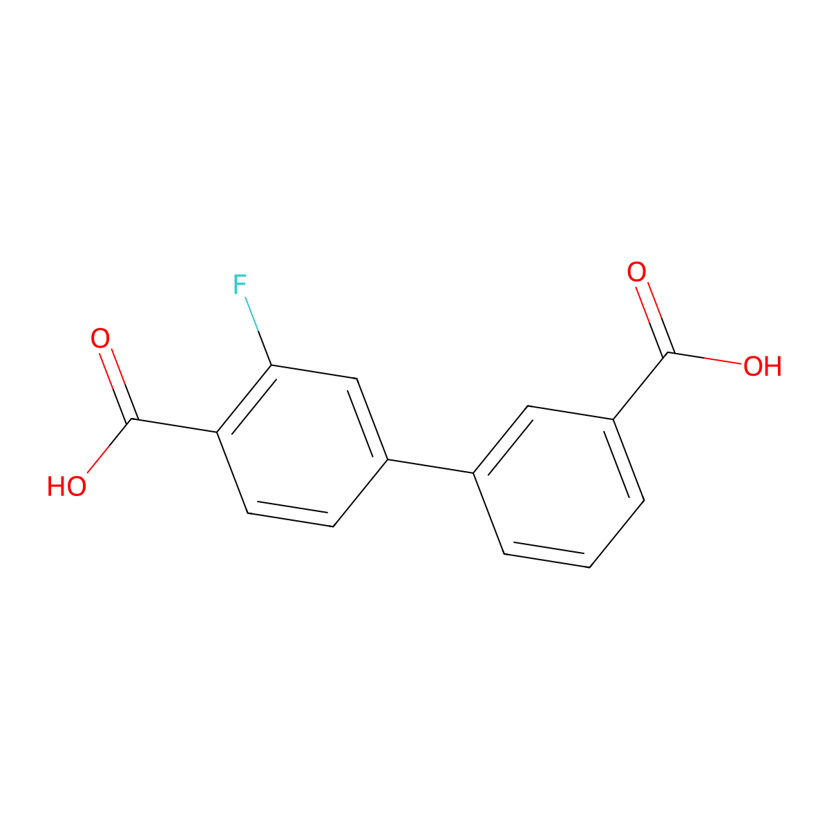 3'-Fluoro-[1,1'-biphenyl]-3,4'-dicarboxylic acid molecular structure, CAS 1261915-32-5