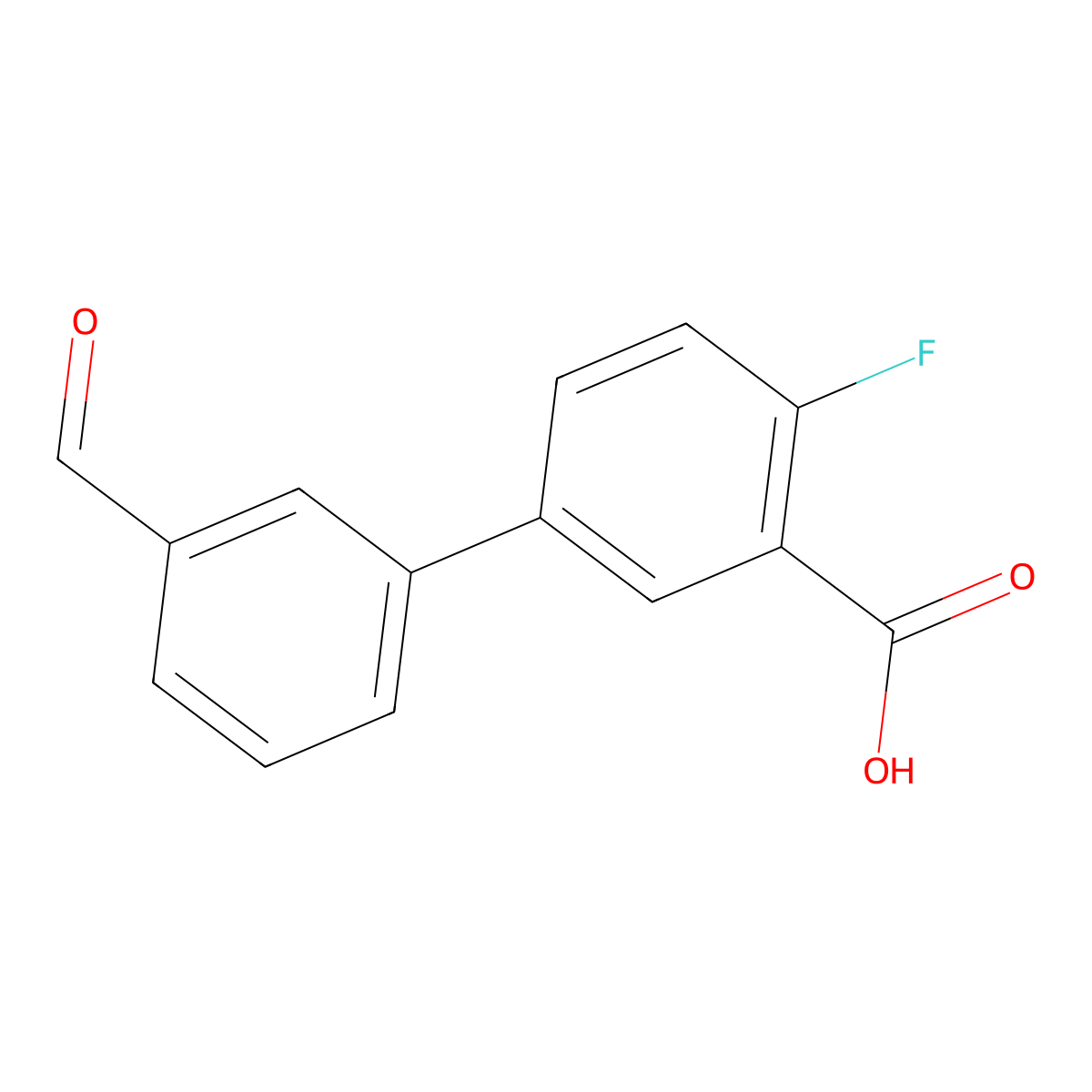 2-Fluoro-5-(3-formylphenyl)benzoic acid molecular structure, CAS 1261915-38-1