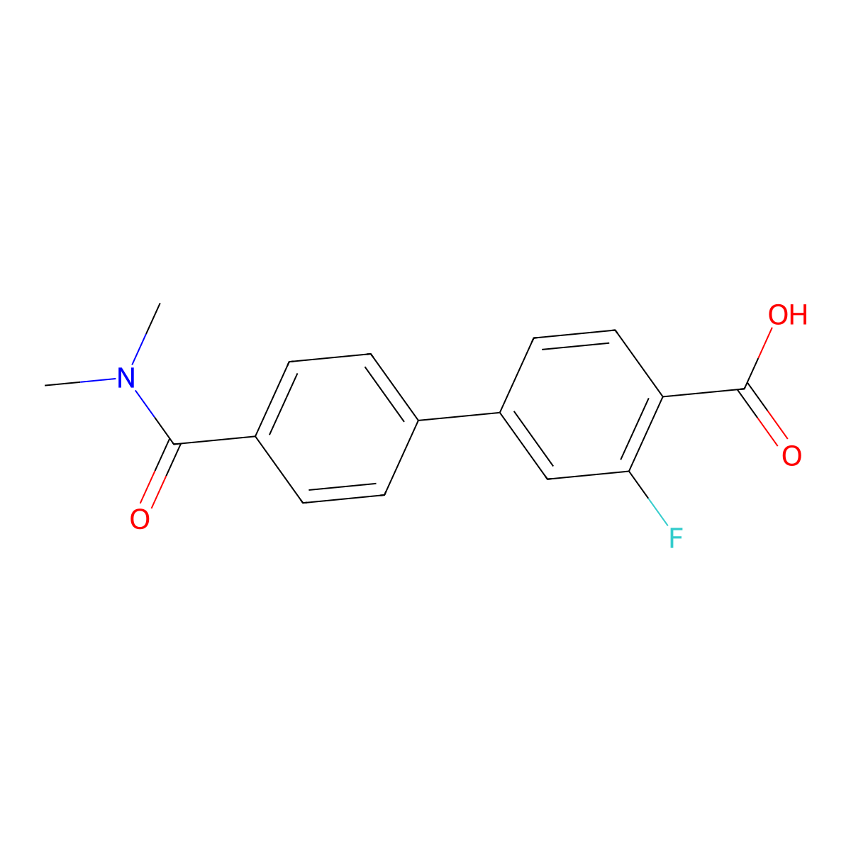 4-[4-(N,N-Dimethylaminocarbonyl)phenyl]-2-fluorobenzoic acid molecular structure, CAS 1261915-47-2