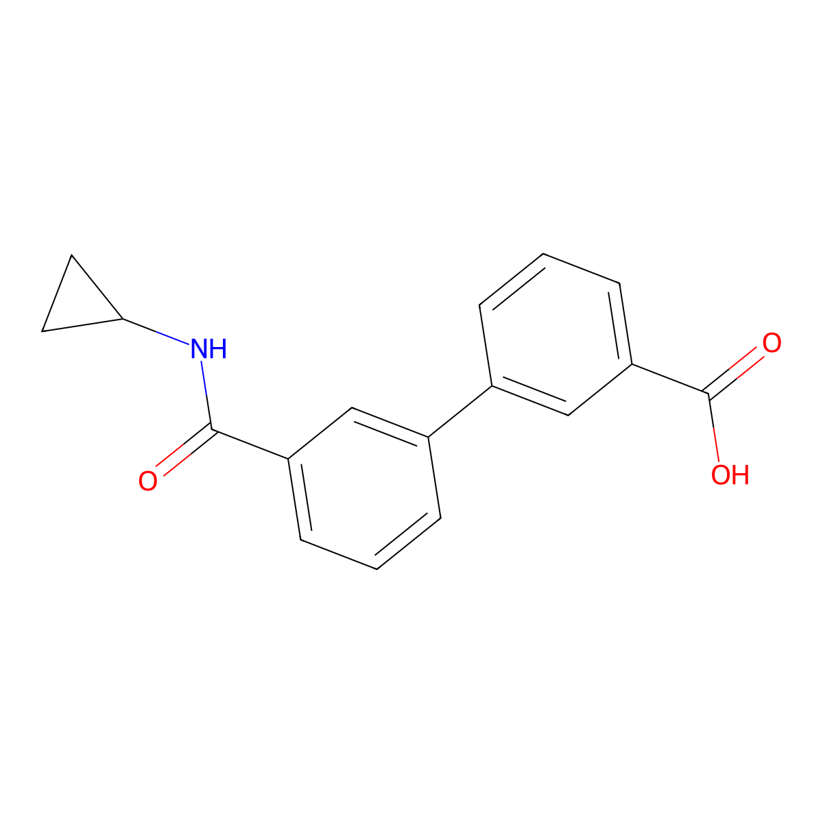 3-[3-(Cyclopropylaminocarbonyl)phenyl]benzoic acid molecular structure, CAS 1261915-52-9