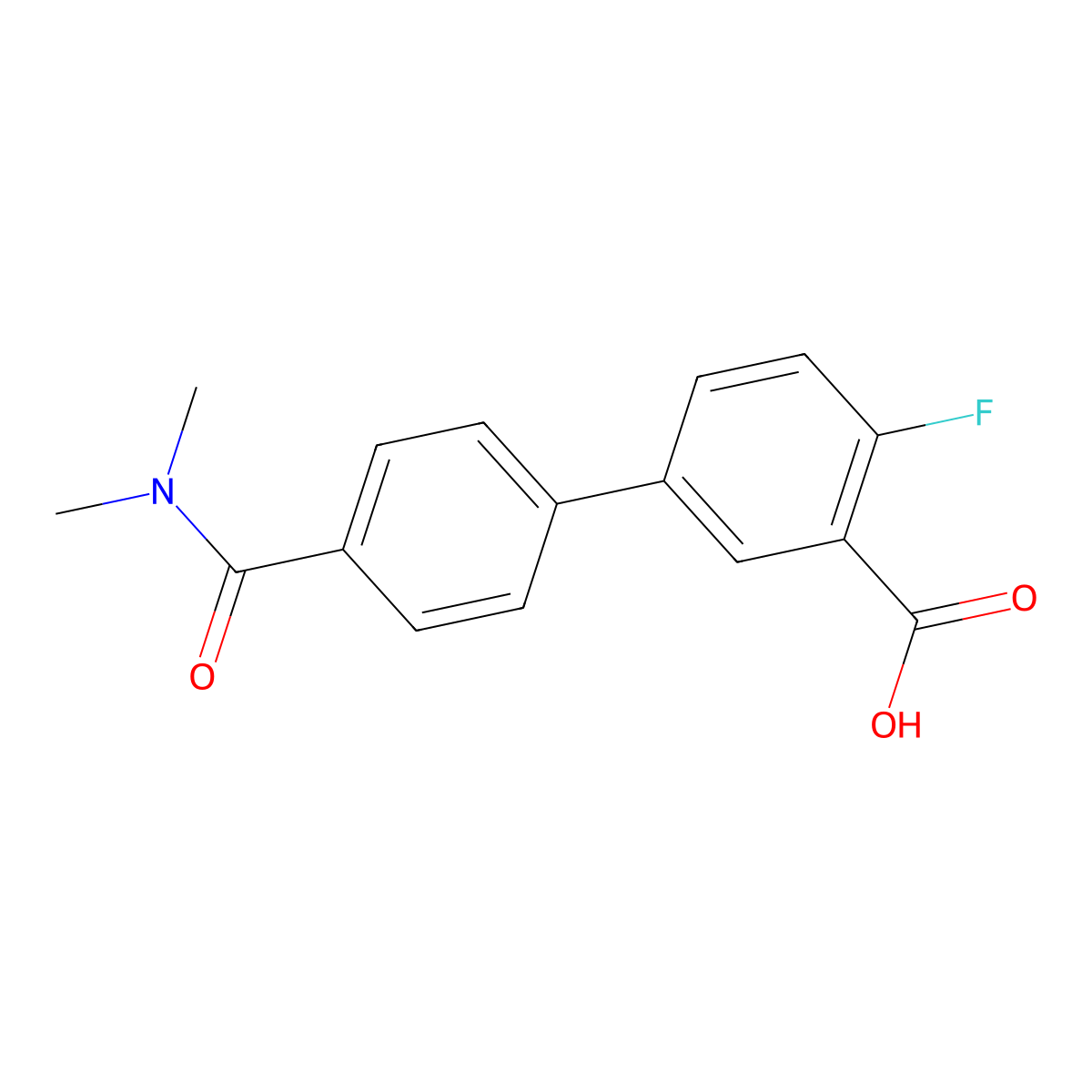 5-[4-(N,N-Dimethylaminocarbonyl)phenyl]-2-fluorobenzoic acid molecular structure, CAS 1261915-54-1