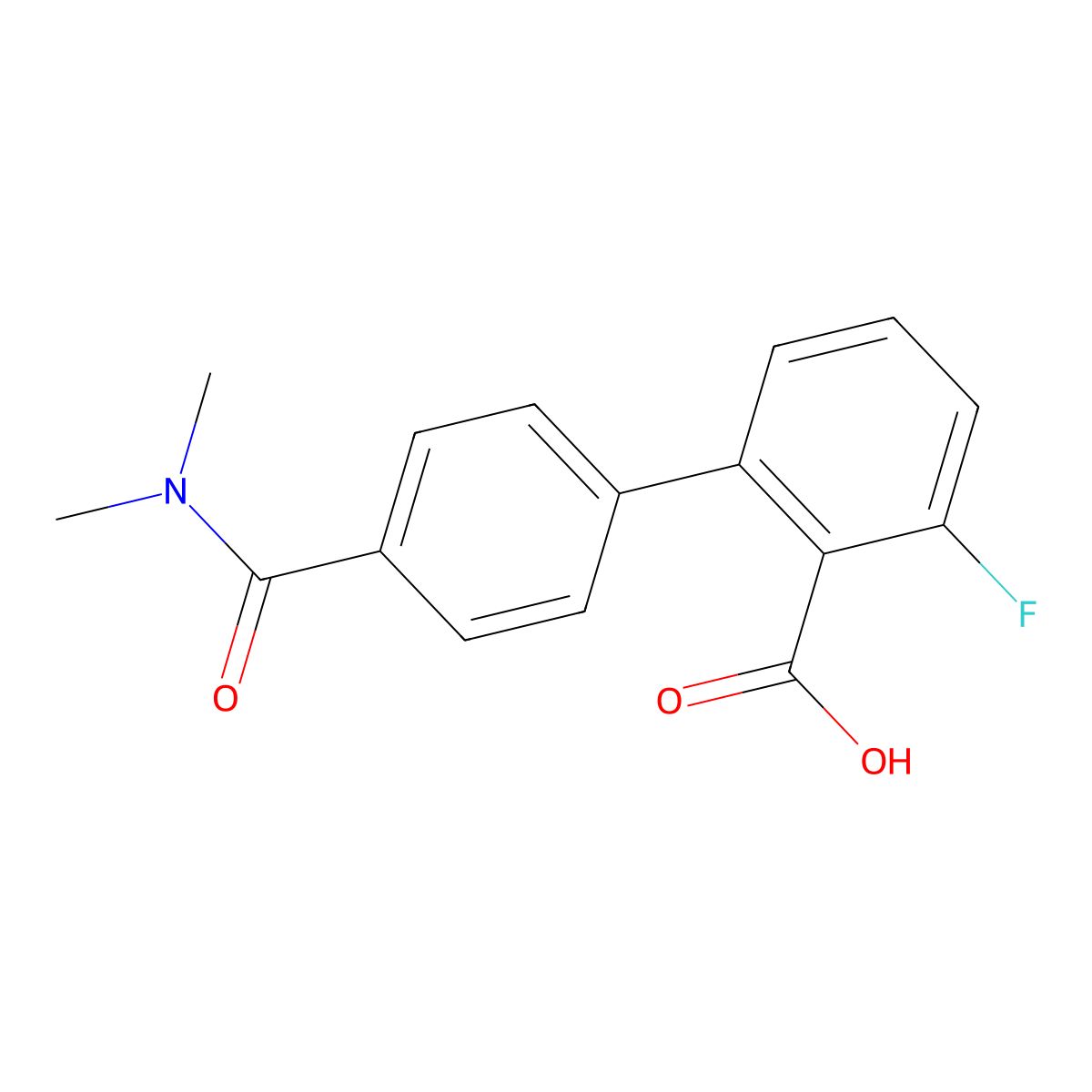 2-[4-(N,N-Dimethylaminocarbonyl)phenyl]-6-fluorobenzoic acid molecular structure, CAS 1261915-60-9