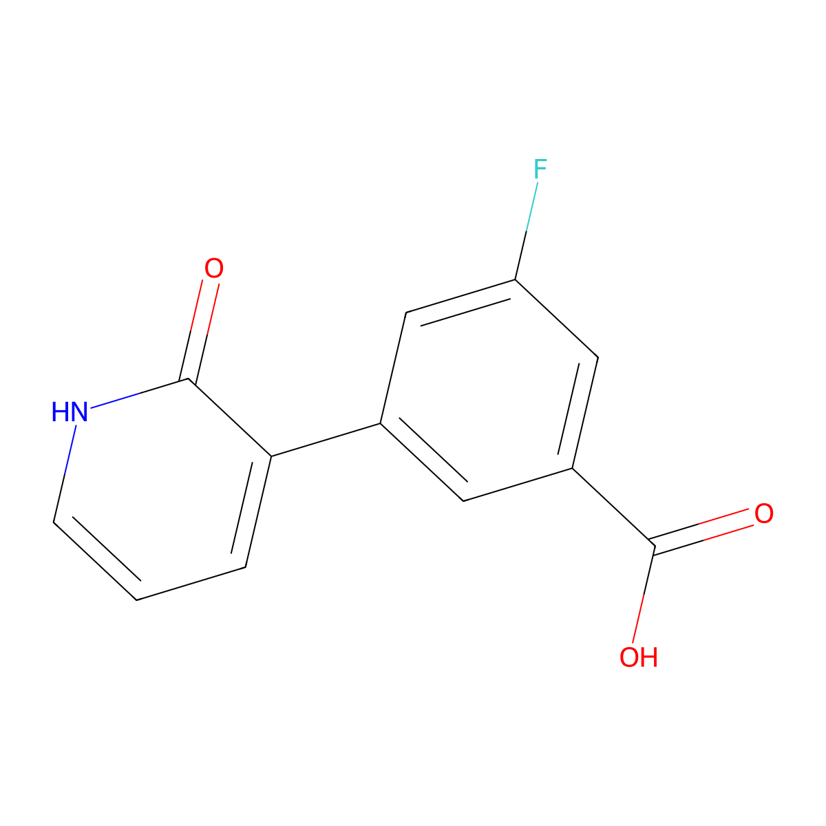 3-Fluoro-5-(2-oxo-1,2-dihydropyridin-3-yl)benzoic acid molecular structure, CAS 1261915-62-1